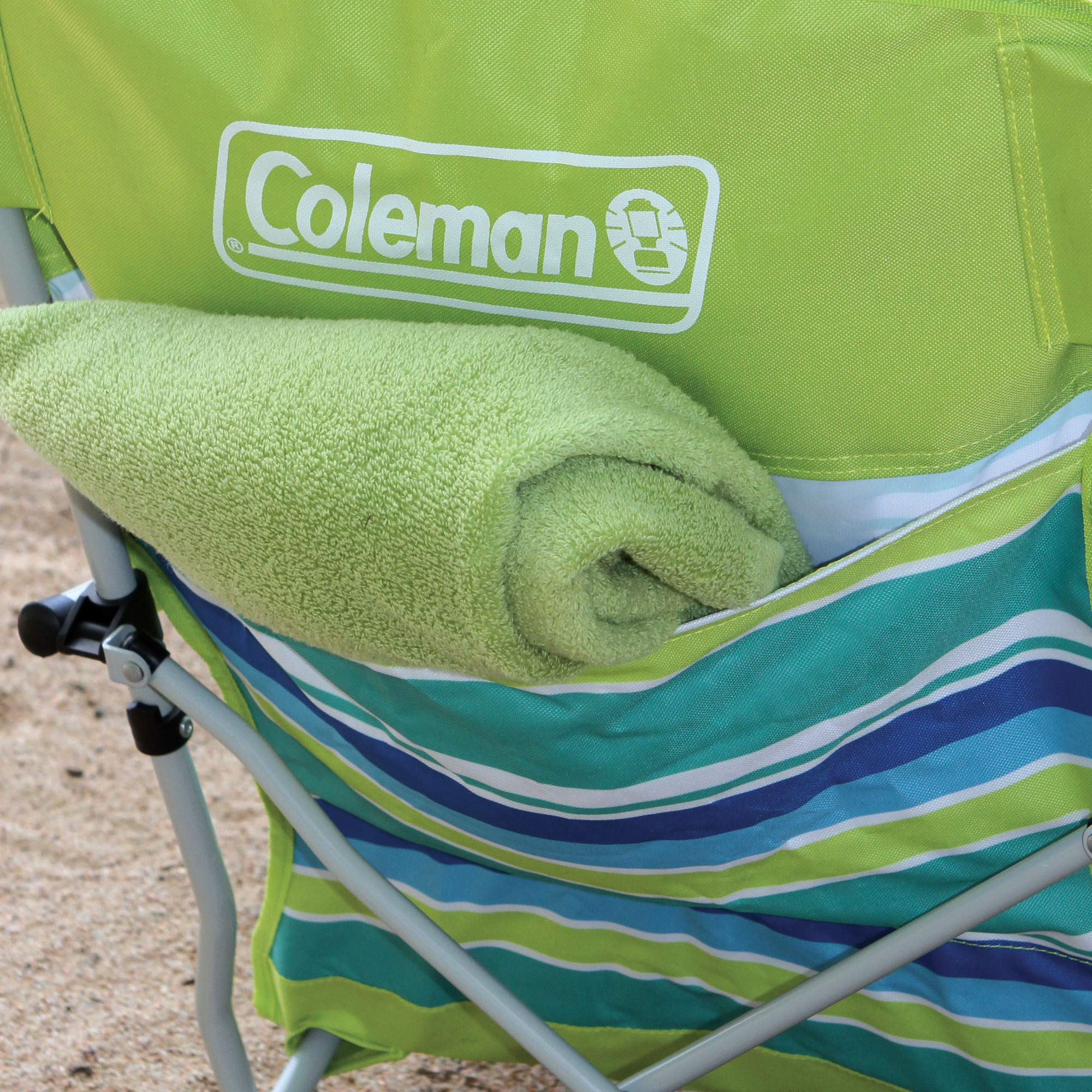 Coleman Lightweight Utopia Breeze Beach Chair with Cup Holder, Comfortable Portable Outdoor Chair, Supports up to 250lbs, Great for Beach & Yard with Carry Bag