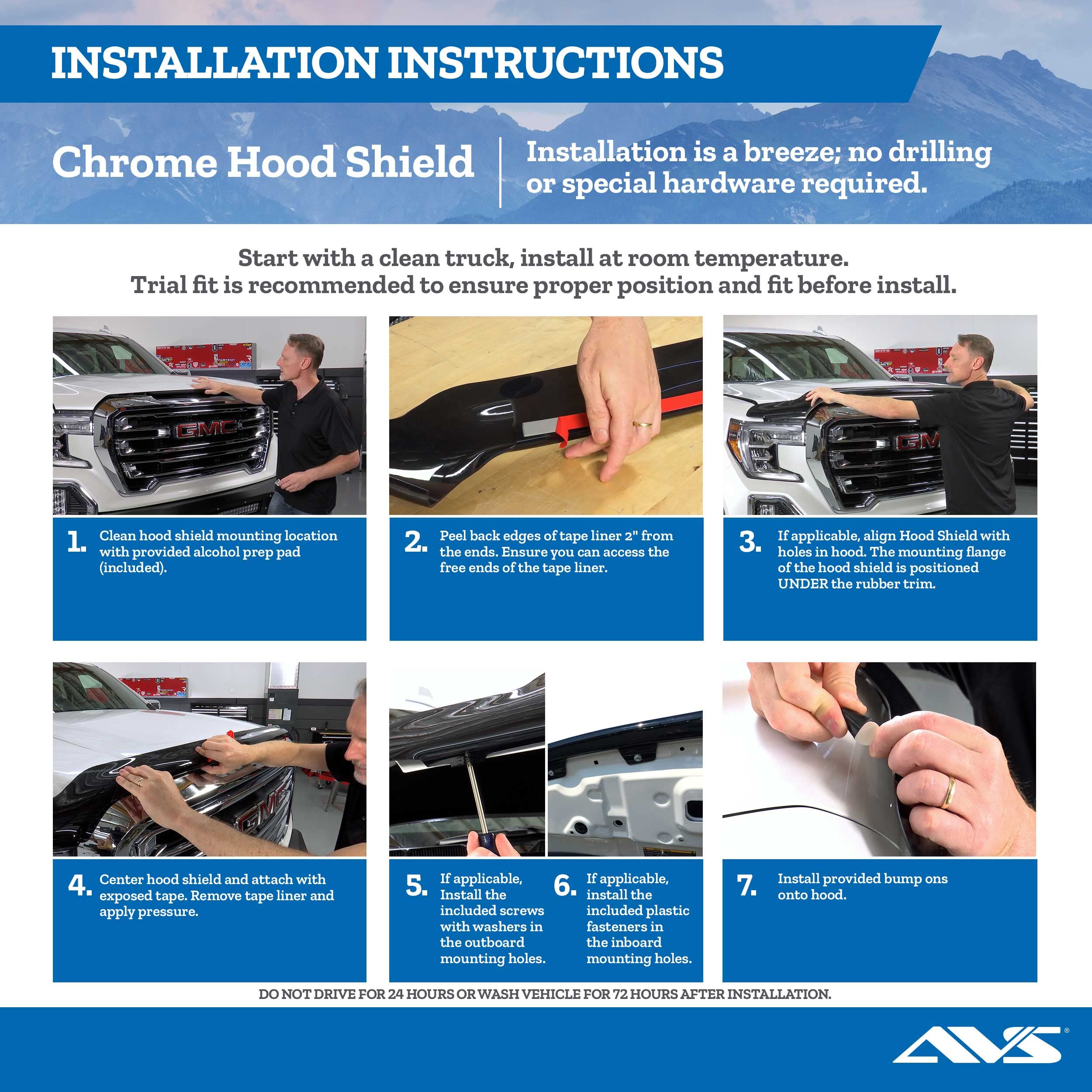 Chrome Hood Shield / Protector Auto Ventshade [AVS] | Fits 2015 - 2020 Ford F-150 (Excludes Raptor) | Medium Profile Bug Deflector - 1 pc., Chrome | 680941