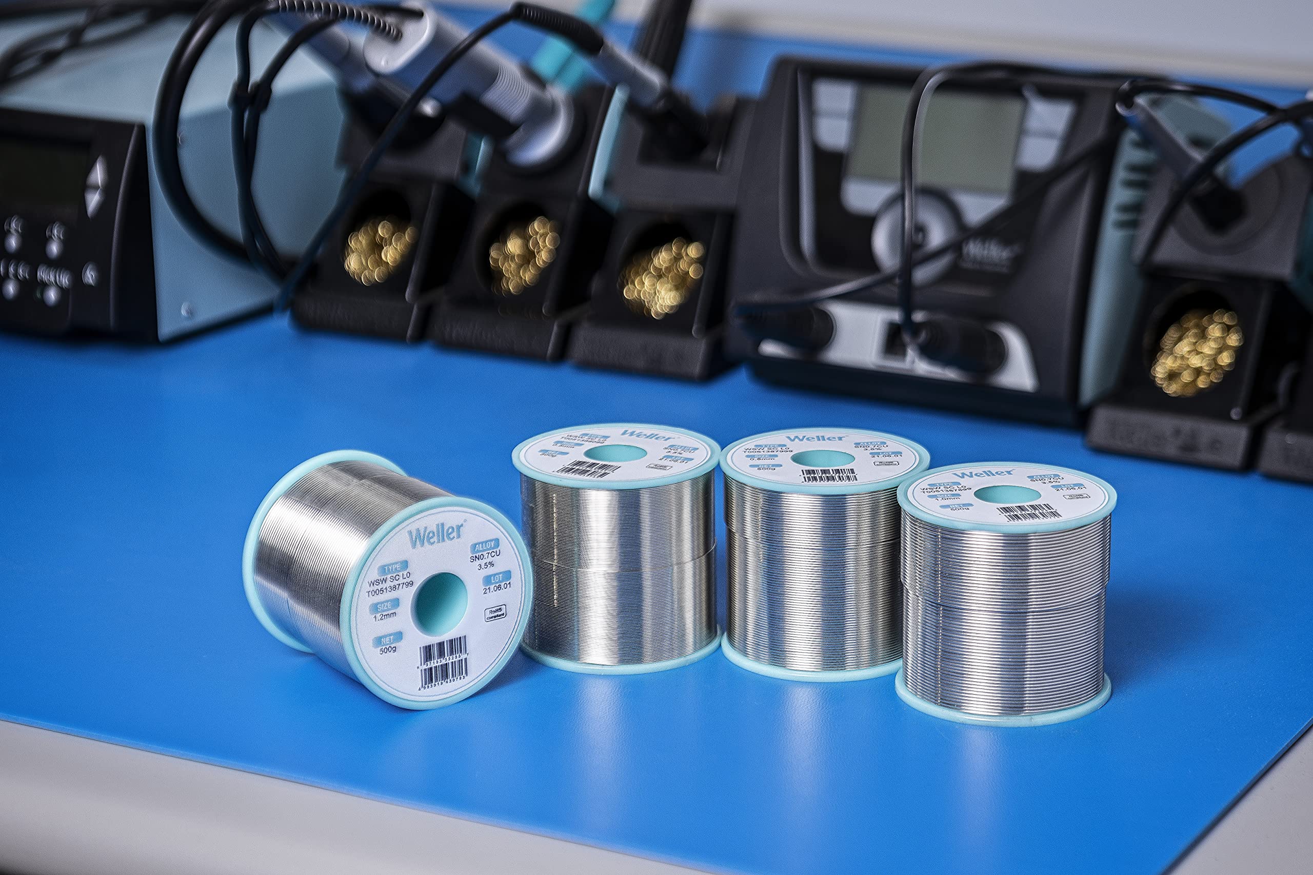 Weller Lead Free Solder Wire WSW SC L0 (T0051387799), Dia: 1.2 mm / 0.047 in, Wt: 500 g / 17.637 oz, Alloy Sn99.3Cu0.7, Flux content 3.5%