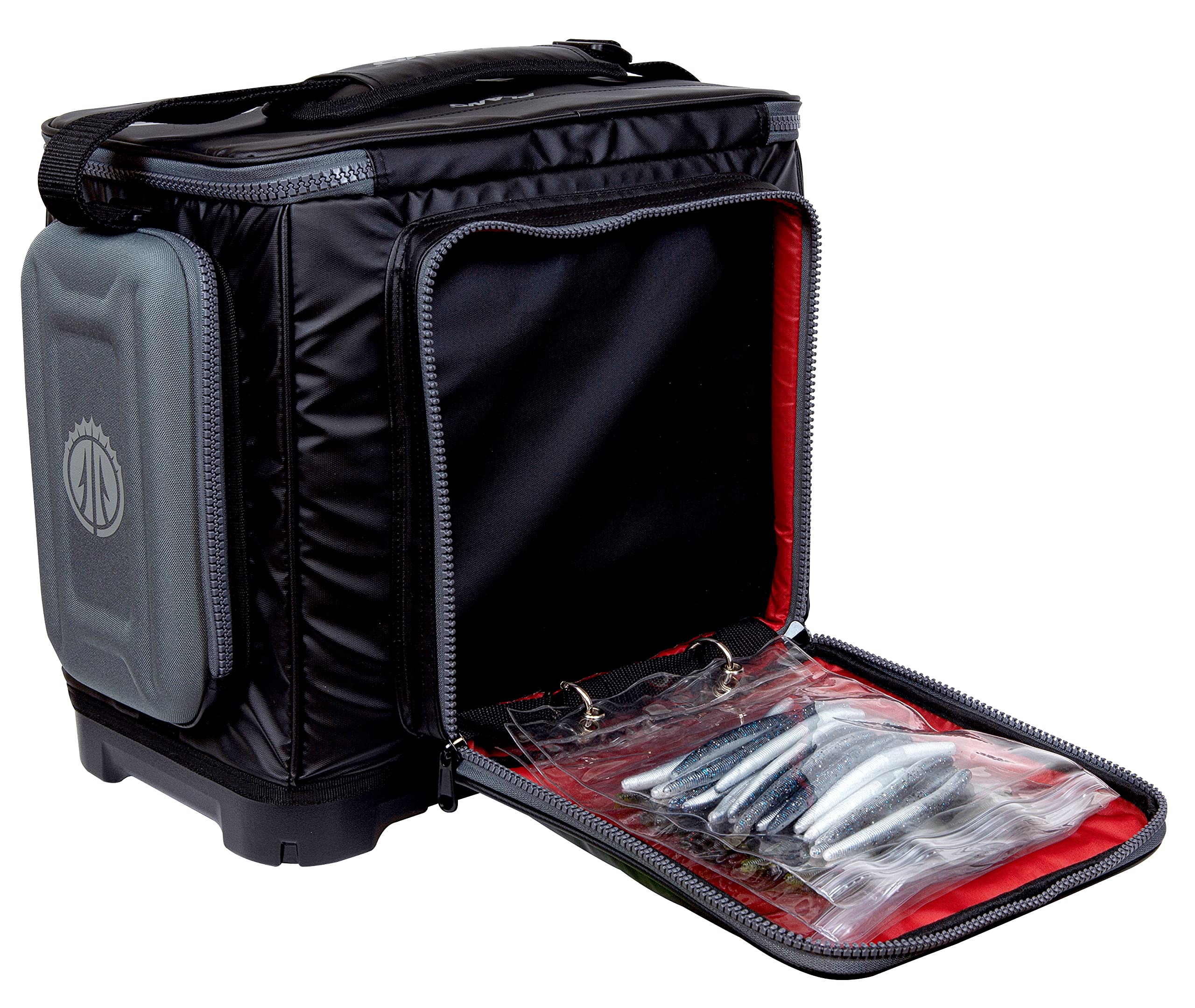 Plano 3700 KVD Signature Series Tackle Bag, Black with Red Accents, Water-Resistant TPE Coated Fabric, Premium Customizable Fishing Storage, Soft Tackle Bag