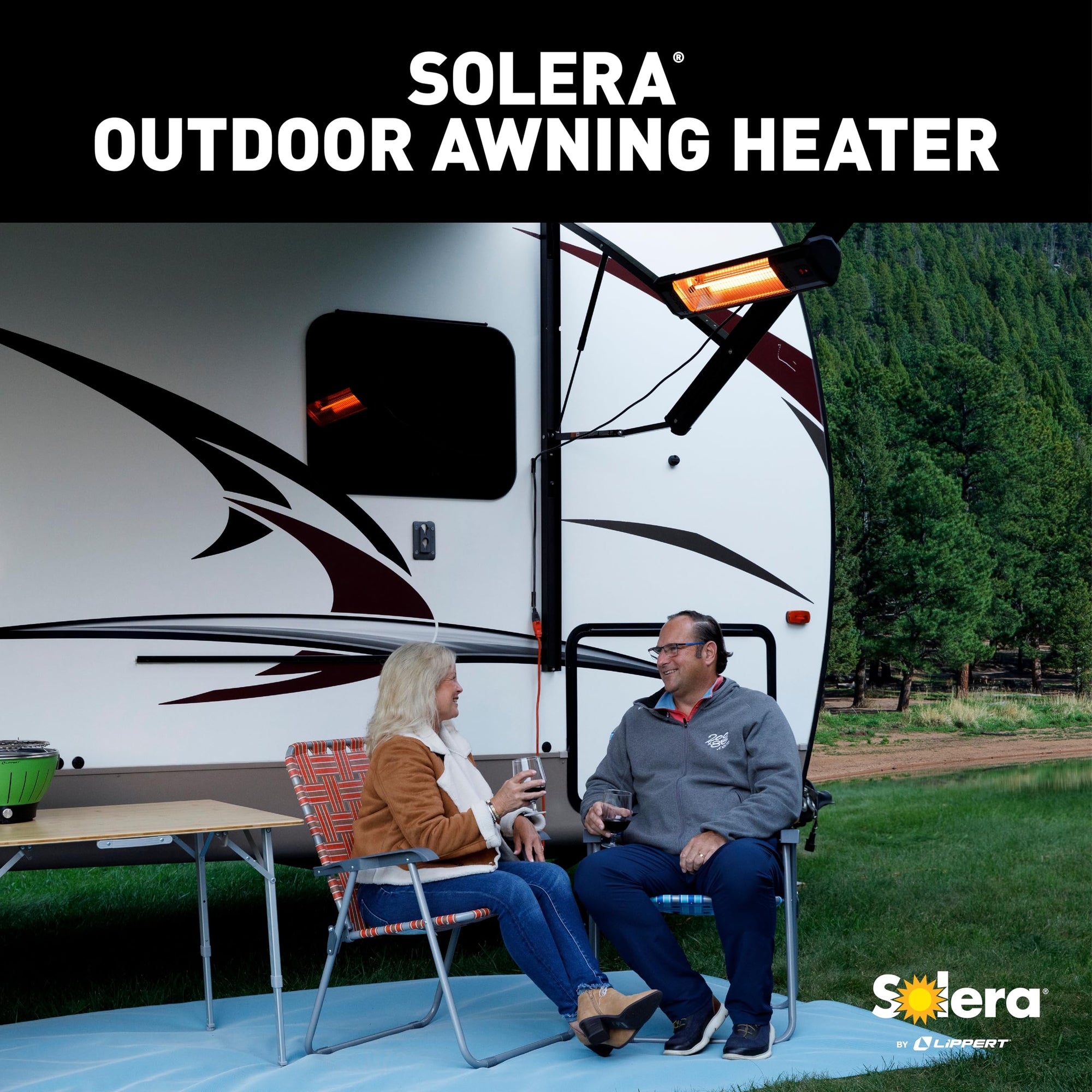Electric Solera RV Awning Detachable Outdoor Patio Heater with Built-in Timer, Powder Coated Steel Construction, UL Certification, IP35 Rating, Power Cord, Mounting Brackets - 2023035872