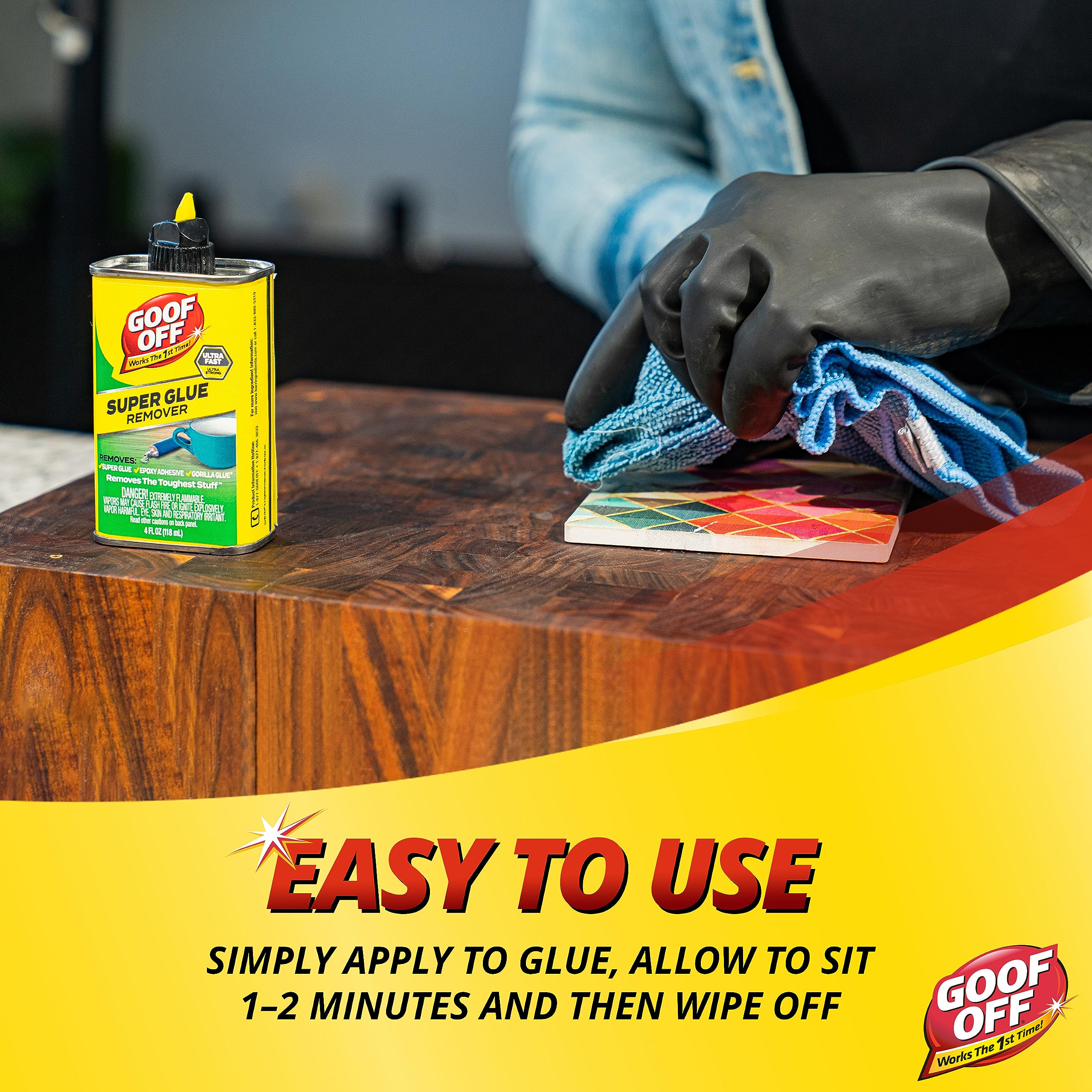 Super Glue Remover Goof Off - 4 oz. can, Yellow (FG678)