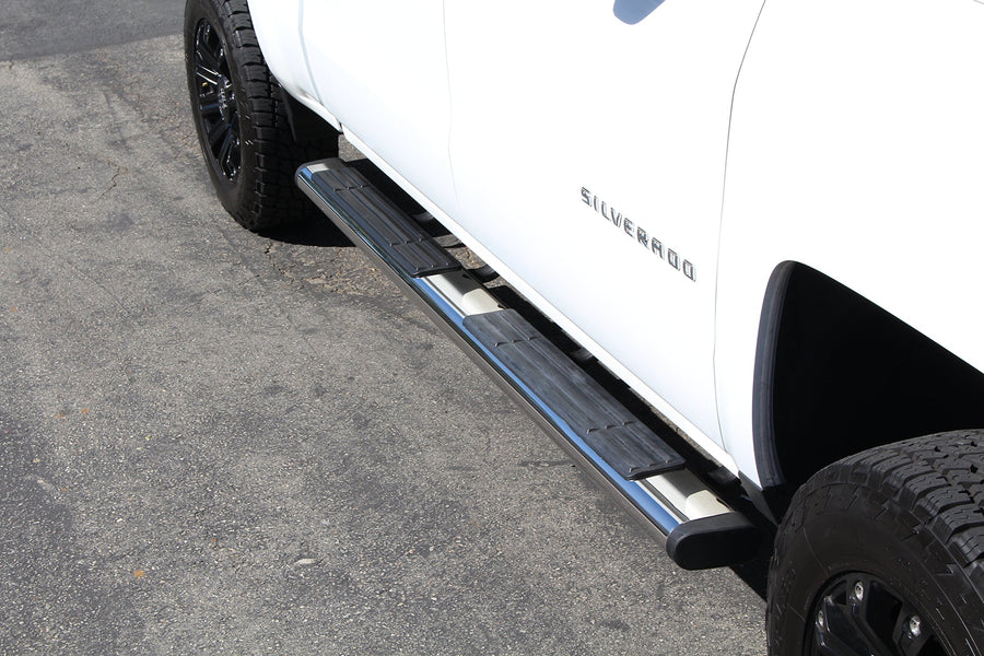 Go Rhino 6" Sidesteps & OE Xtreme Brackets | Stainless Steel, Polished | 686404680PS | Fits 2014-2018 Chevrolet/GMC Silverado/Sierra 1500 Double Cab Pickup & Other Trucks (See Description)