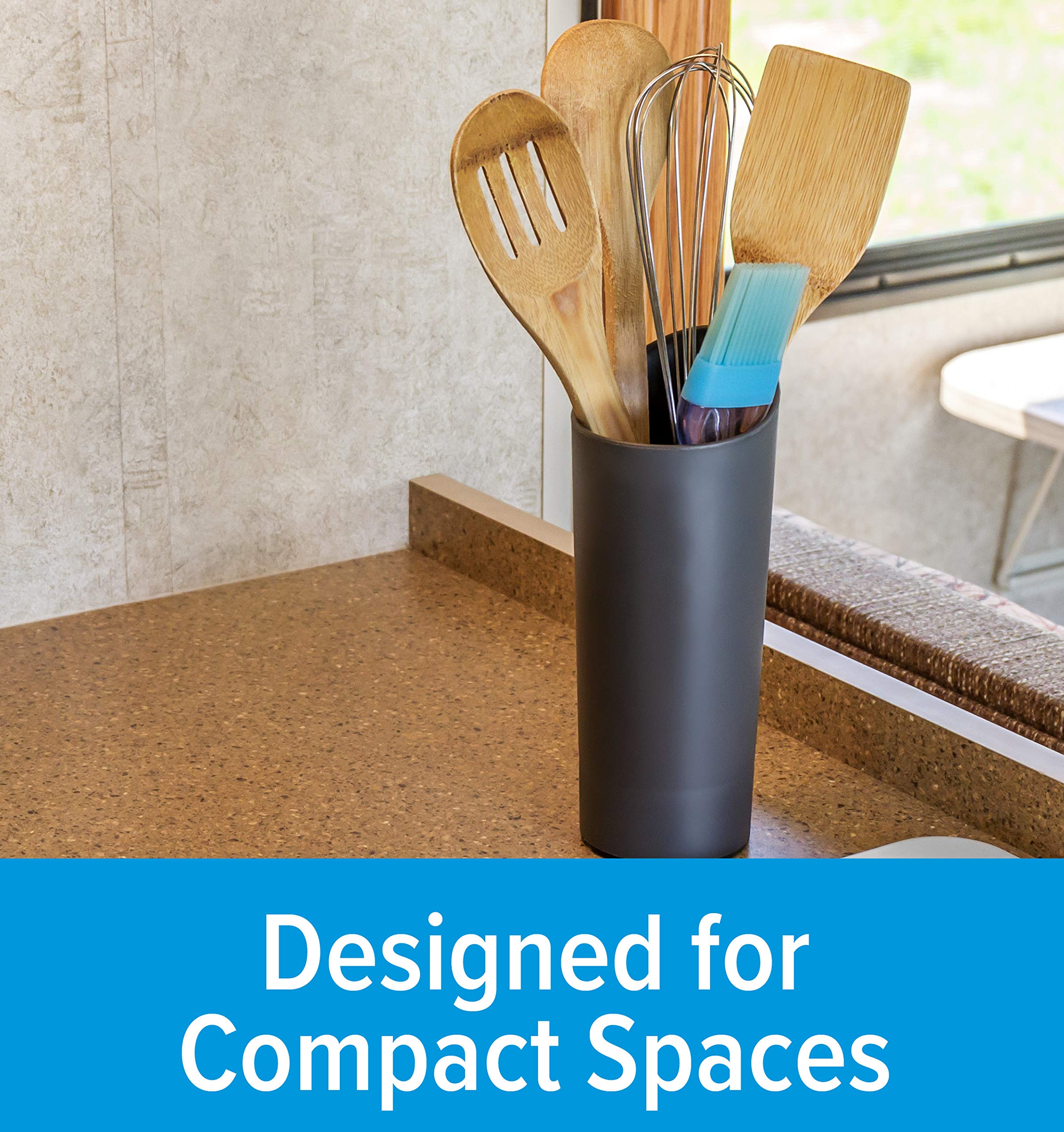 Suction Cup Camco Utensil Holder | Features an Integrated Mechanical Suction Cup, Heavy-Duty Polymer Construction, and is Designed for Compact Spaces Like RVs, Campers, Boats, and More (43816)