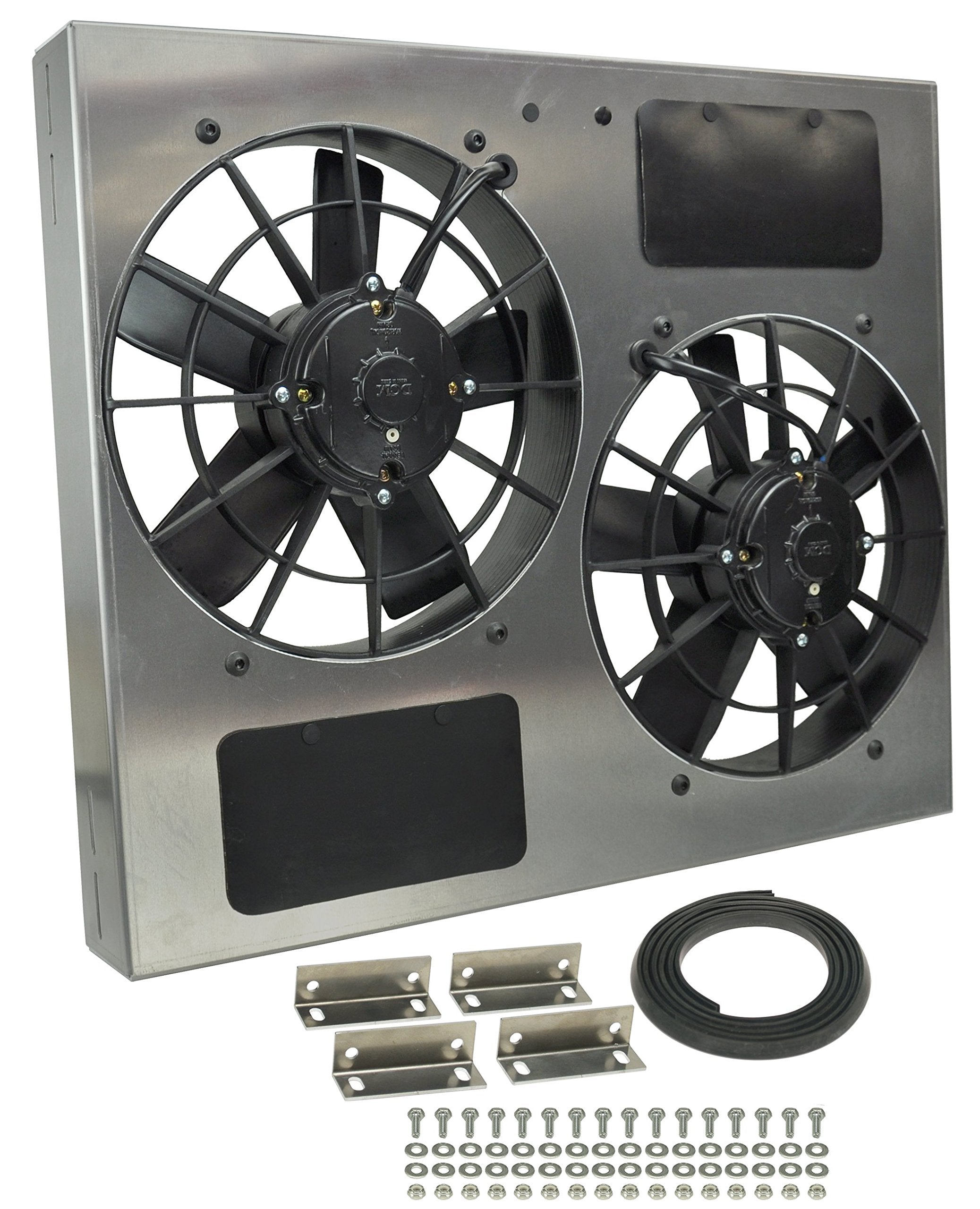 Dual Radiator Fan Derale 16835 with Aluminum Shroud Assembly