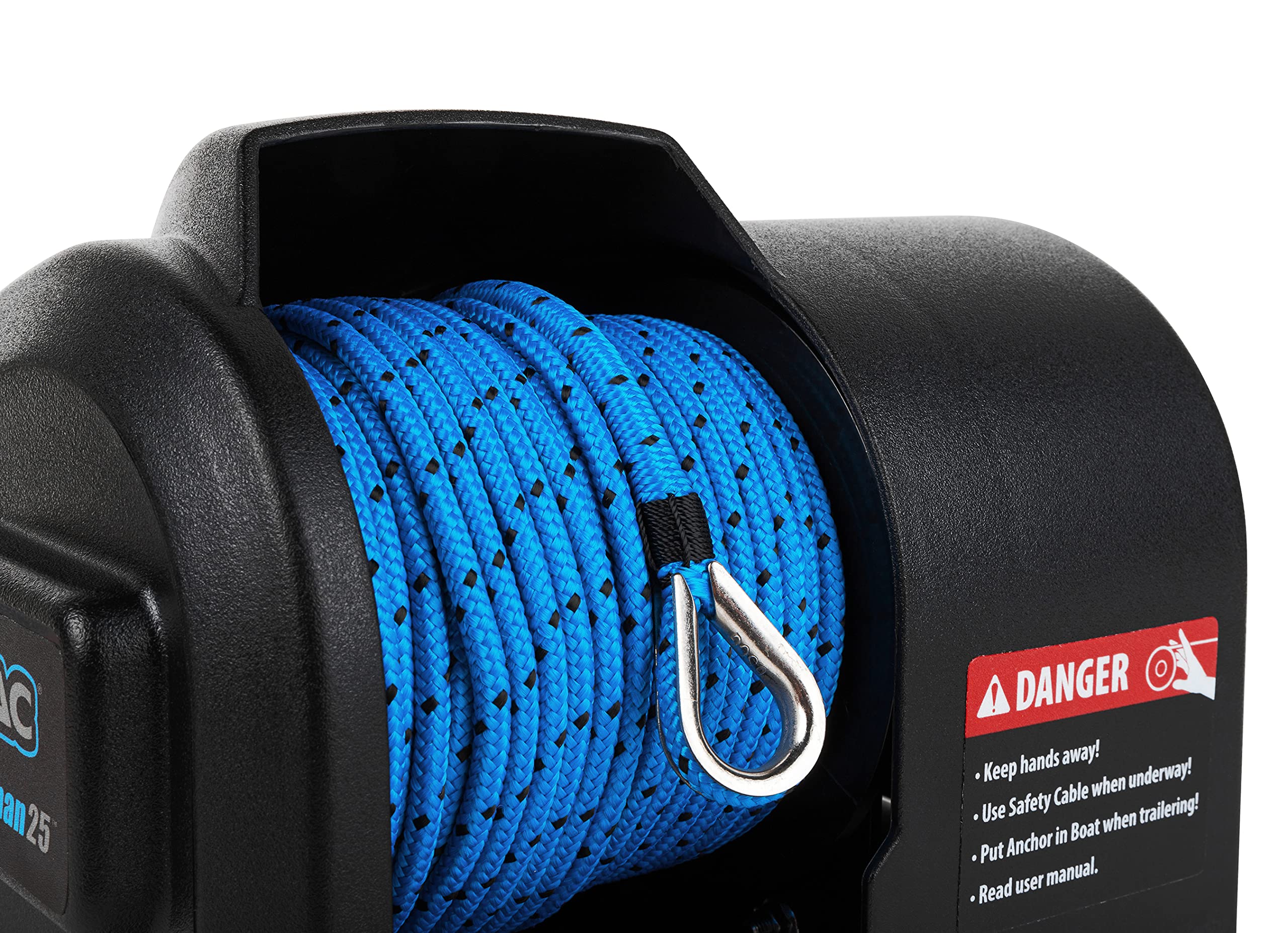 Camco Fisherman TRAC-Outdoor Products 25-G3 Electric Anchor Winch - Anchors Up to 25 lb. - Includes 100-feet of Pre-Wound Anchor Rope with Use (69002), Black