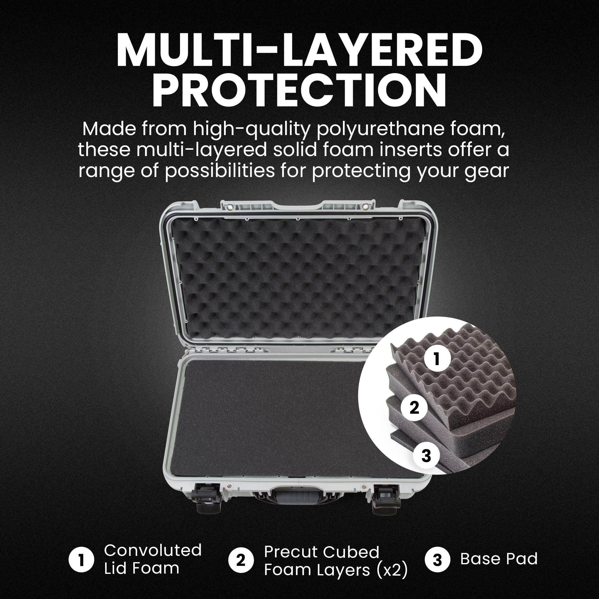 Hard Case NANUK 935 with Cubed Foam – Waterproof Protective Equipment Case with Wheels, 22” x 14” x 9” – Dustproof and Impact Resistant, Airline Carry-On Approved – Silver
