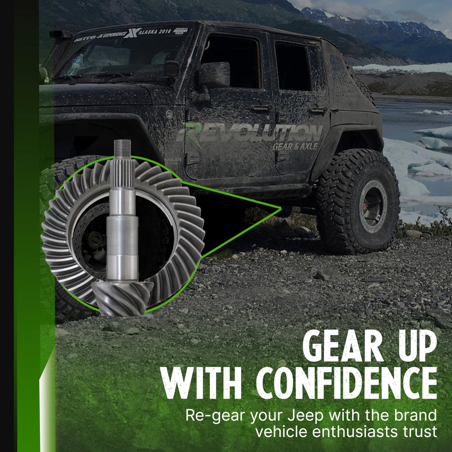 D44 JK Revolution Gear Rear 3.73 Ratio Ring and Pinion Gear Set - Fits Dana 44 Rear Differential - Compatible with 2007-2018 Jeep Wrangler JK (Sport, Sahara & Rubicon) - Heavy-Duty Steel for Off-Road