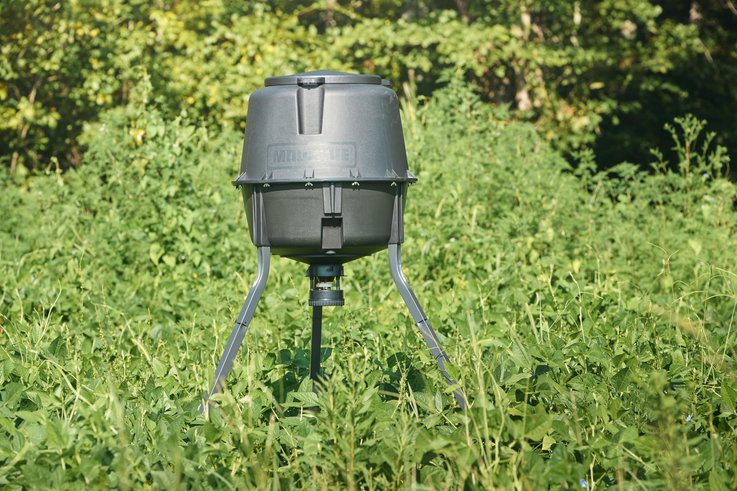 30-Gallon Moultrie Deer Feeder Tripod - Moultrie Quick-Lock Hopper System - Digital Timer Control - 200 lb Feed Capacity - Durable Polymer Build - Metal Spin Plate