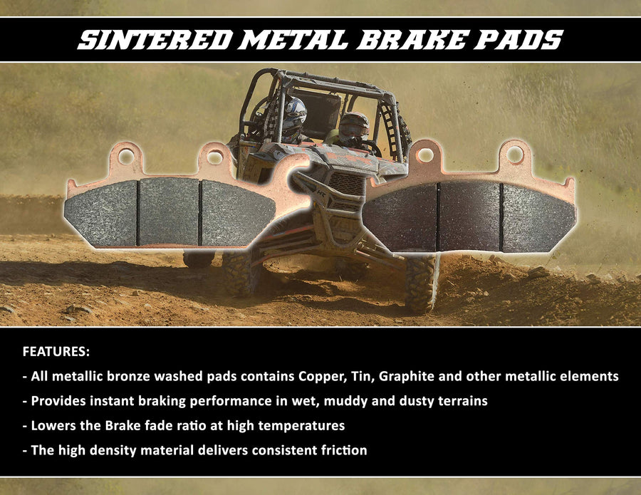 Demon Front Left/Right Sintered Brake Pads Compatible for Kawasaki/Suzuki/Yamaha, High-Density Sintered Metallic Material For Better Grip & Reduced Brake Fade (See Fitments in Description)