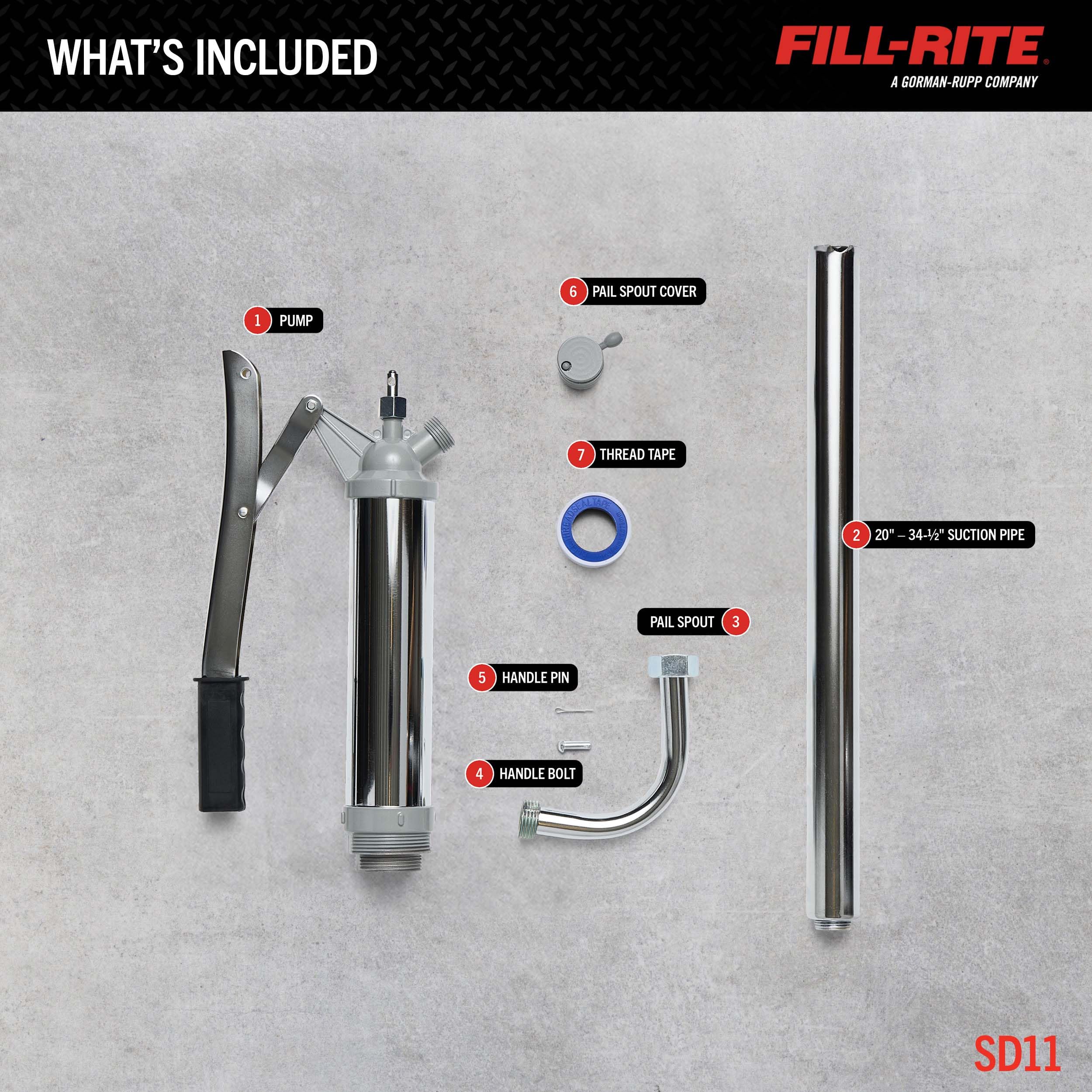 Oil Transfer Hand Pump Fill-Rite SD11 w/Pail Spout Lever Operated