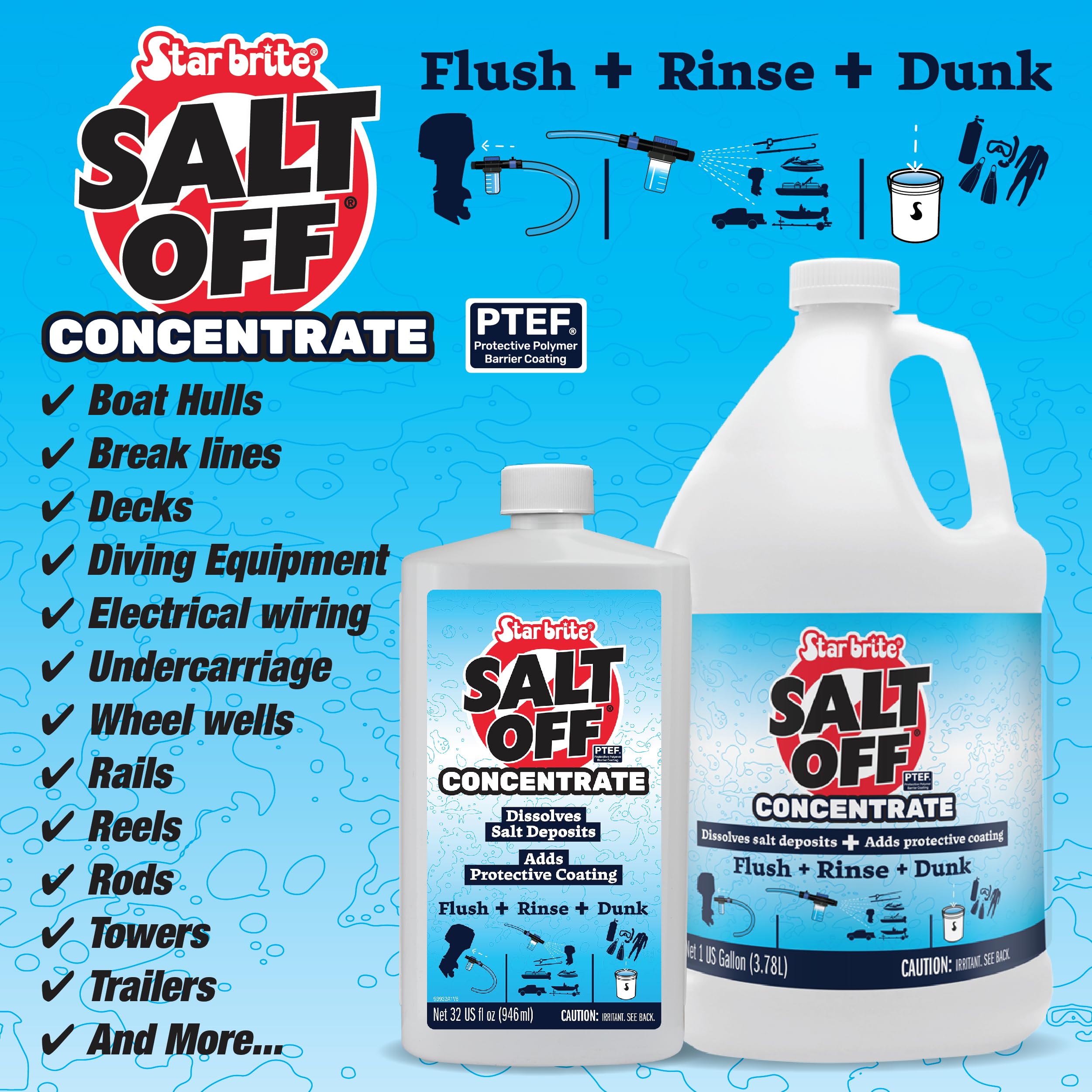 Salt Off Concentrate STAR BRITE - Ultimate Salt Remover Wash & Marine Engine Flush for Boats, Vehicles, Trailers, and More - 128 OZ Gallon (093900N)
