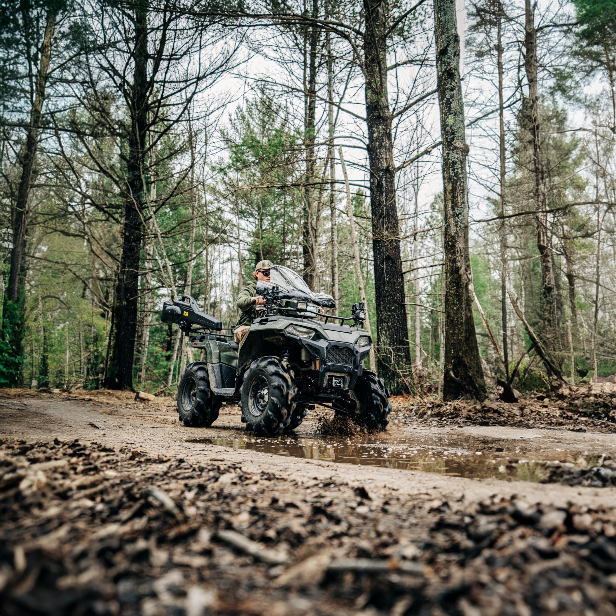 ATV Windshield Black Boar w/Hardware - Features Wrap-Around Design that Shields Hands - Crafted of Heavy Duty Clear Acrylic - Easily Mounts onto Handlebars to Deflect Wind, Rain, Mud & Insects (66031)