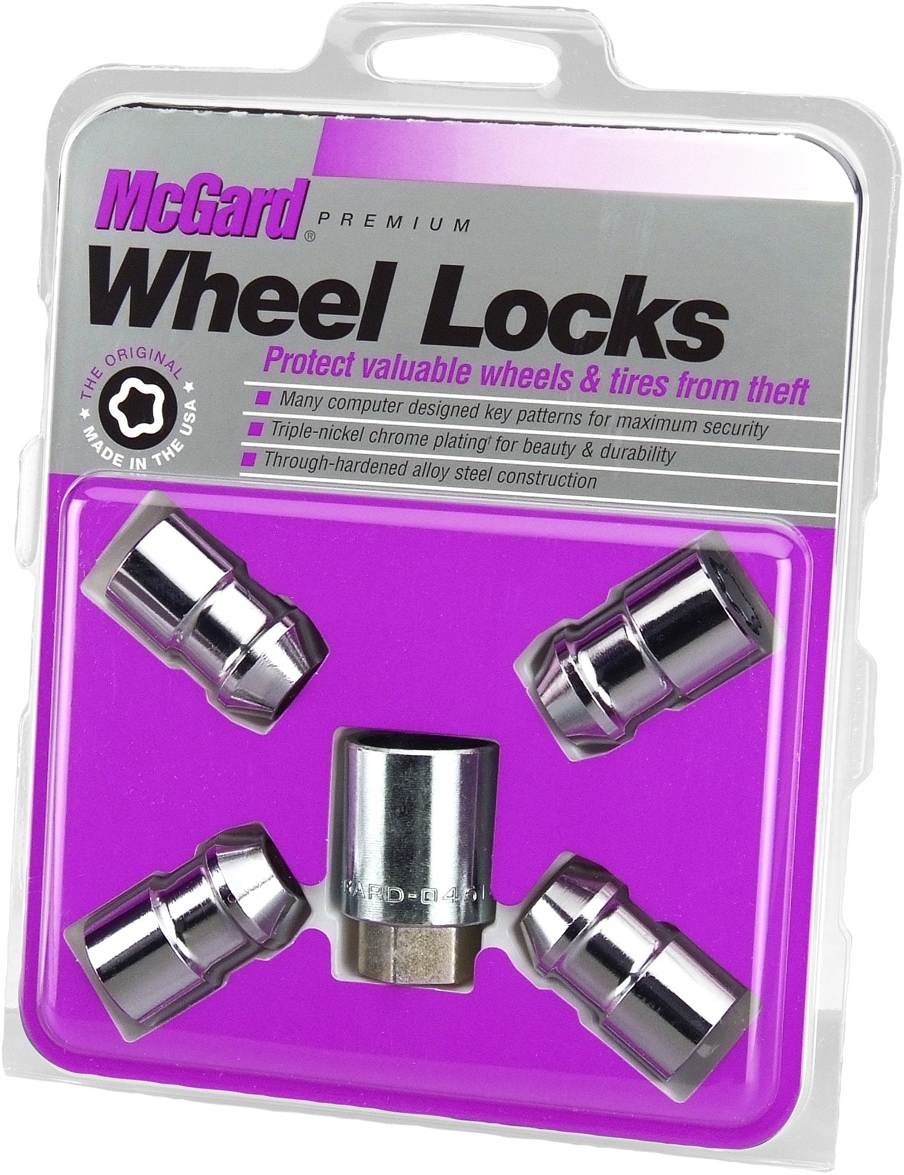 Chrome Cone Seat Wheel Locks MCGARD (1/2" - 20 Thread Size) - Set of 4
