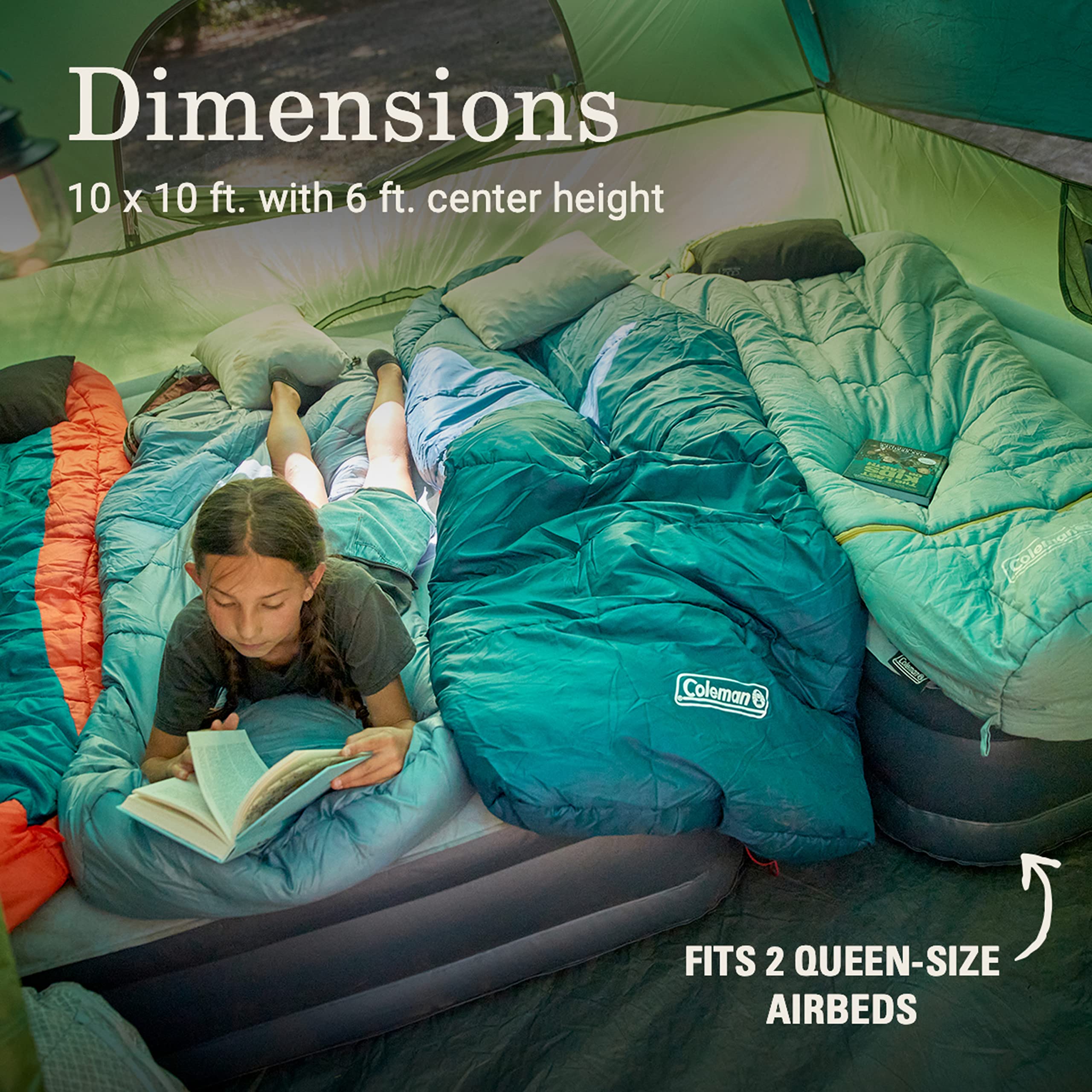 Coleman Camping Tent Sundome with Rainfly, 2/3/4/6 Person Sets Up in 10 Mins, Weatherproof Shelter for Camping, Festivals, Backyard, Sleepovers, & More