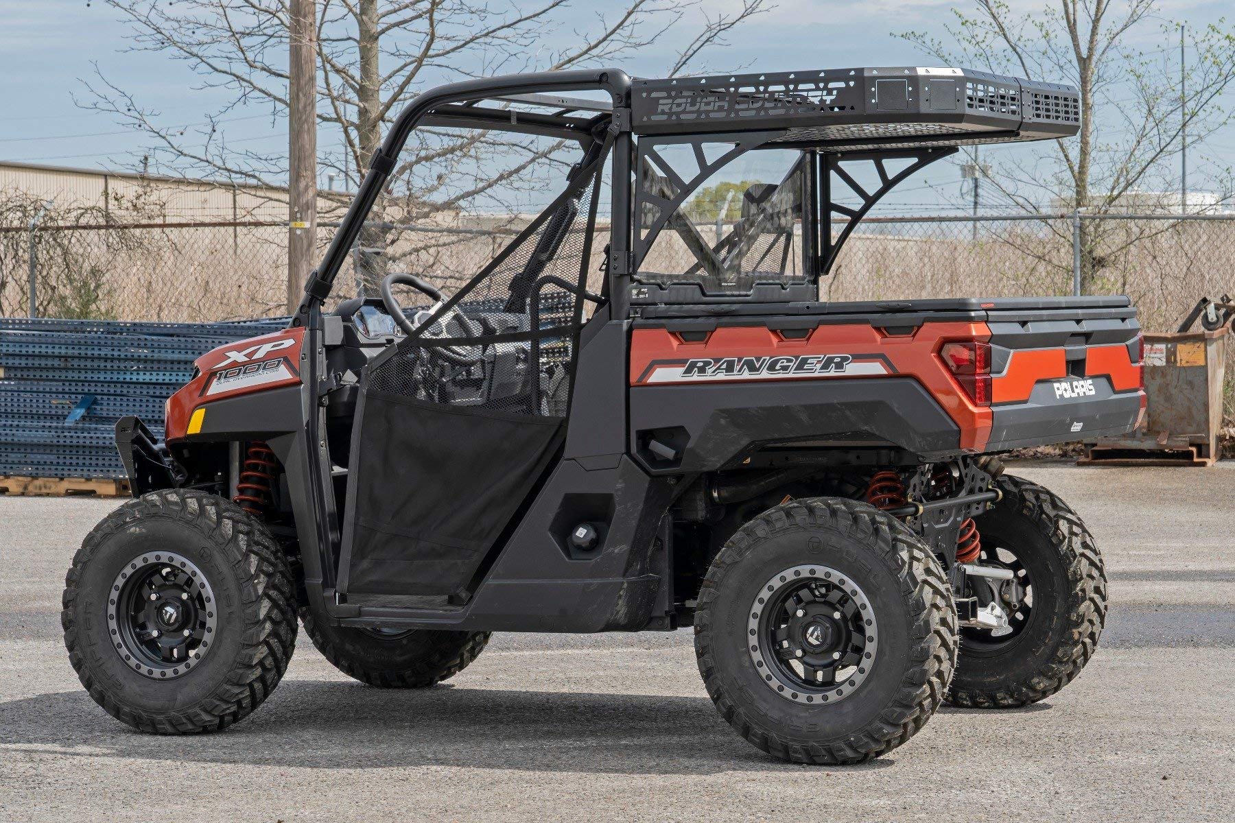 Rough Country Rear Cargo Rack for Ranger Polaris 1000 & XP 1000 - Heavy-Duty Steel with Tie-Down Mesh Panels, Easy Bolt-On Install