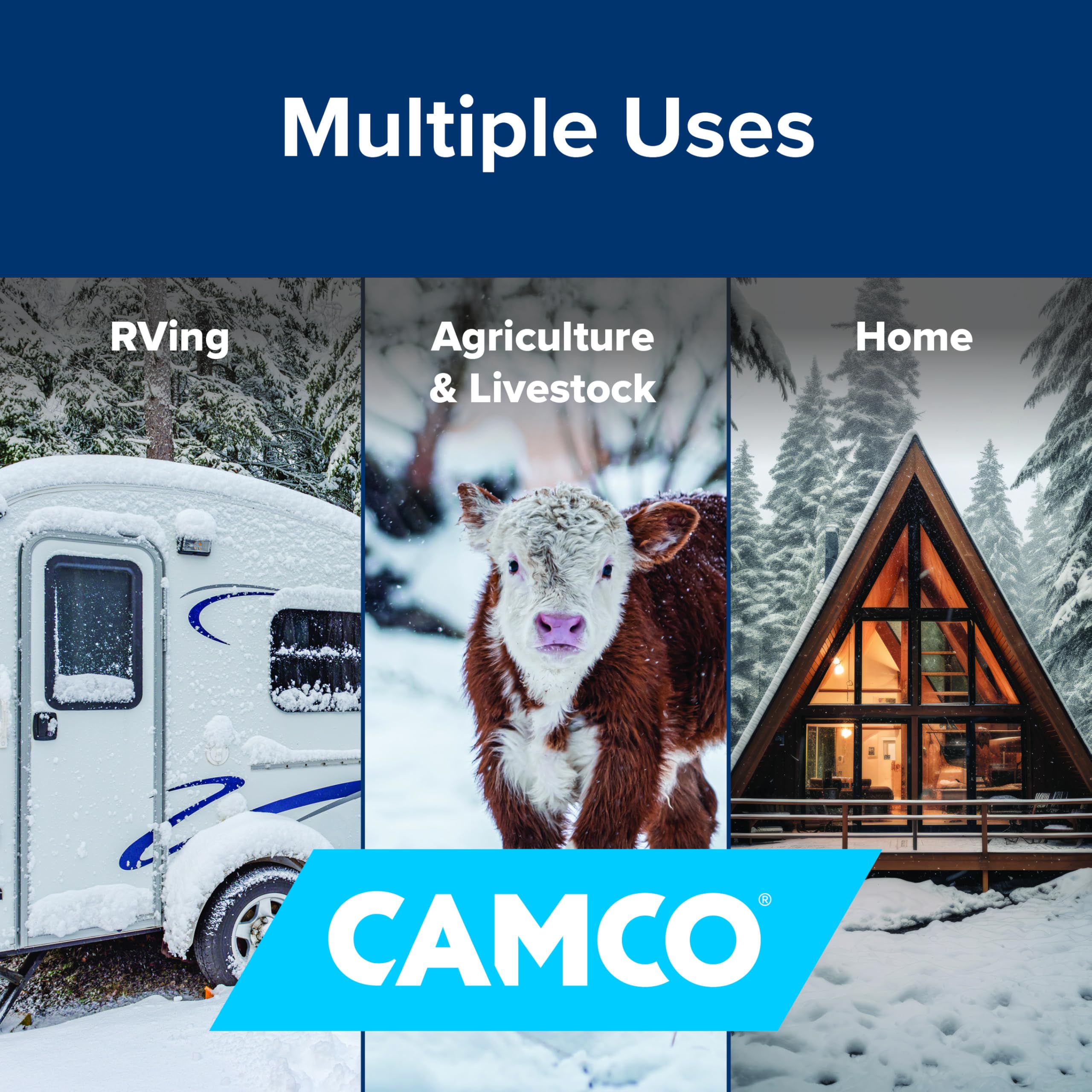 50' Heated Water Hose Camco for RV — Prevents Freezing Down to -20° — Certified For Drinking Water & Lead-Free — Great for Campers, Livestock, Agriculture, Kennels, etc. — 5/8" ID (22912)