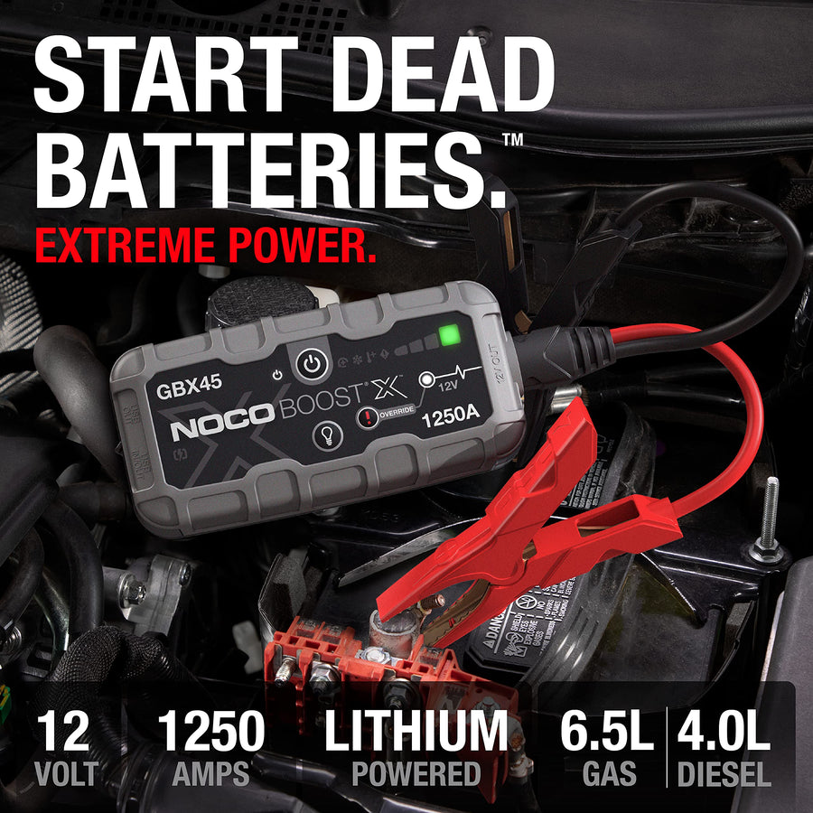 NOCO Boost GBX45 X: 1250A UltraSafe Jump Starter – 12V Lithium Battery Booster Pack, Portable Jump Box, Power Bank & Jumper Cables - for 6.5L Gas and 4.0L Diesel Engines