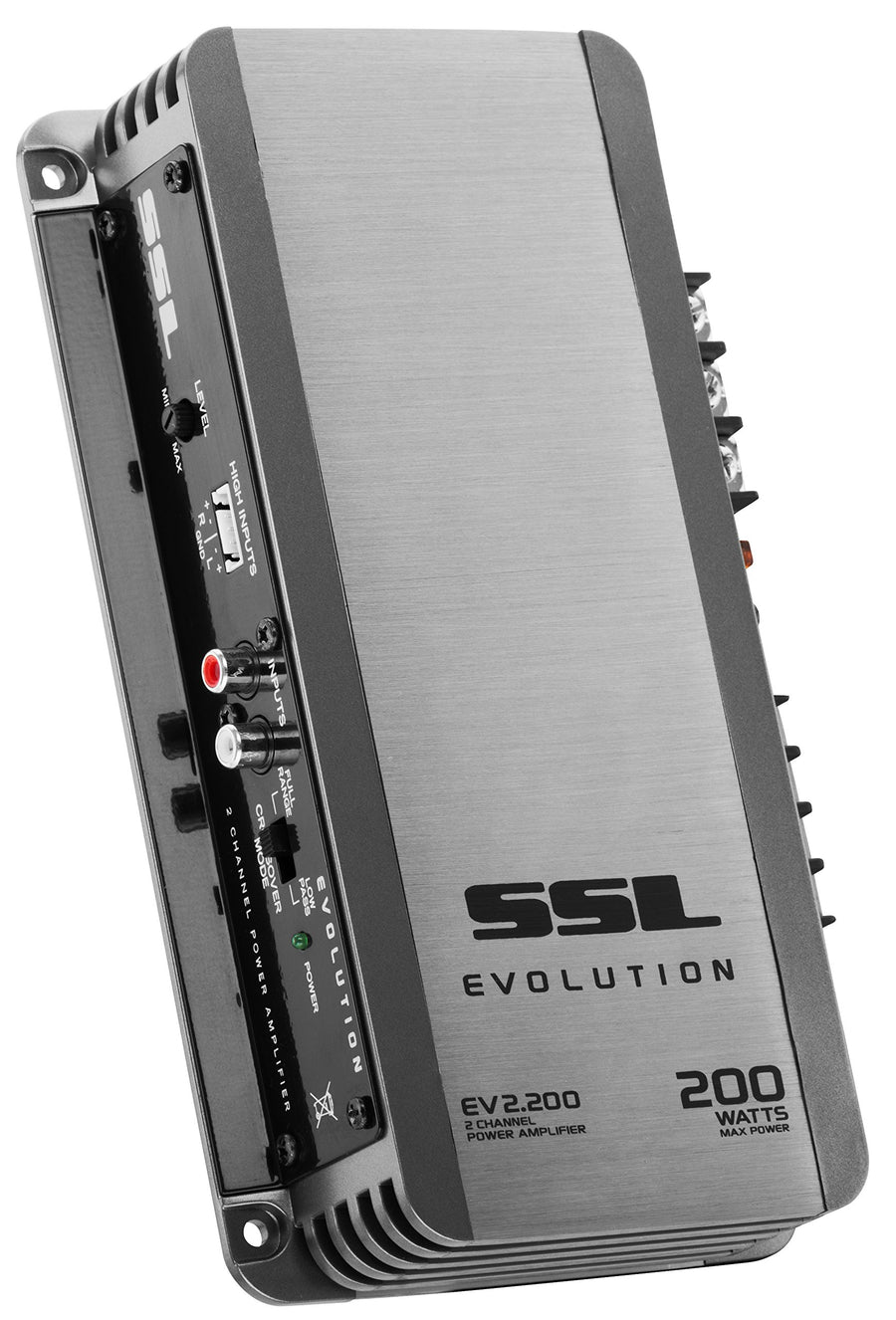 Sound Storm EV2.200 Laboratories 2 Channel Car Audio Amplifier - 200 High Output, 2-8 Ohm Stable, High/Low Level Inputs, Hook Up to Subwoofer for Bass