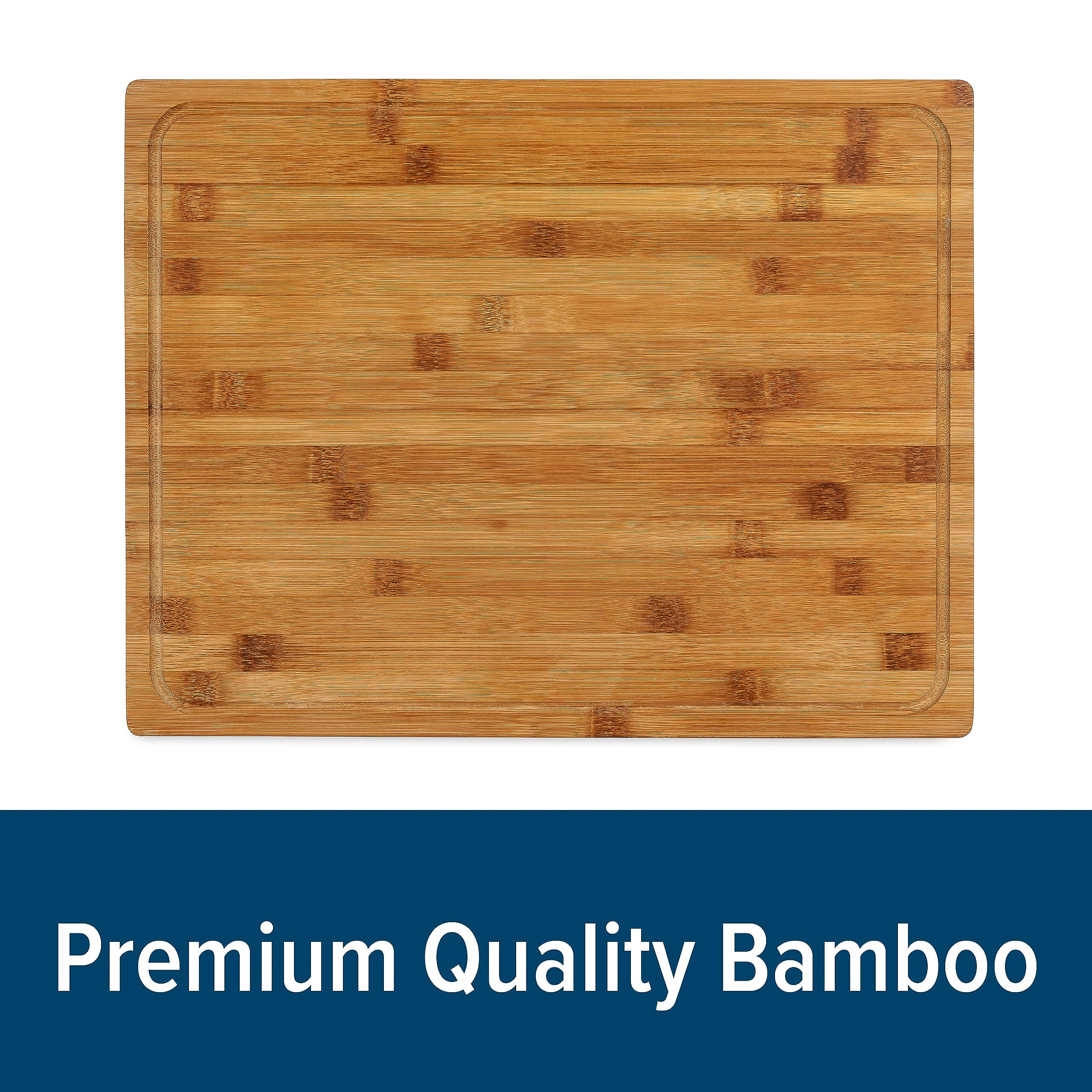 Bamboo Cutting Board Camco with Counter Edge | Perfect for Vegetables, Fruits, Meats, and Cheeses | Measures 18-inches x 14-inches x 1-3/4-inches (43545), Brown