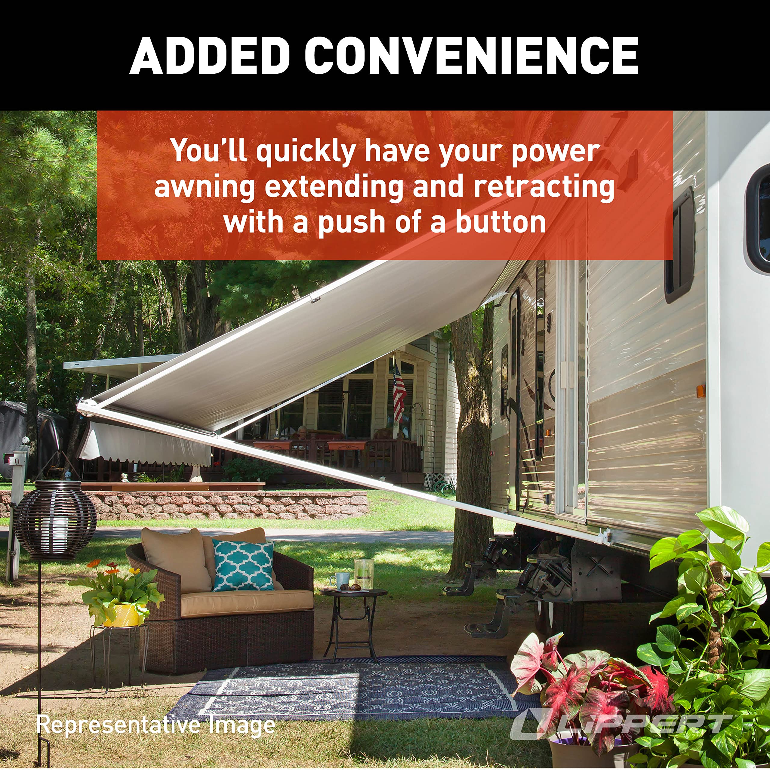 40 AMP Solera Power RV Awning Interior Replacement Switch Kit and Plate — Extends Awning with Push of a Button - Durable Plastic Construction - Easy-to-Install Kit - Includes Harness — 308474