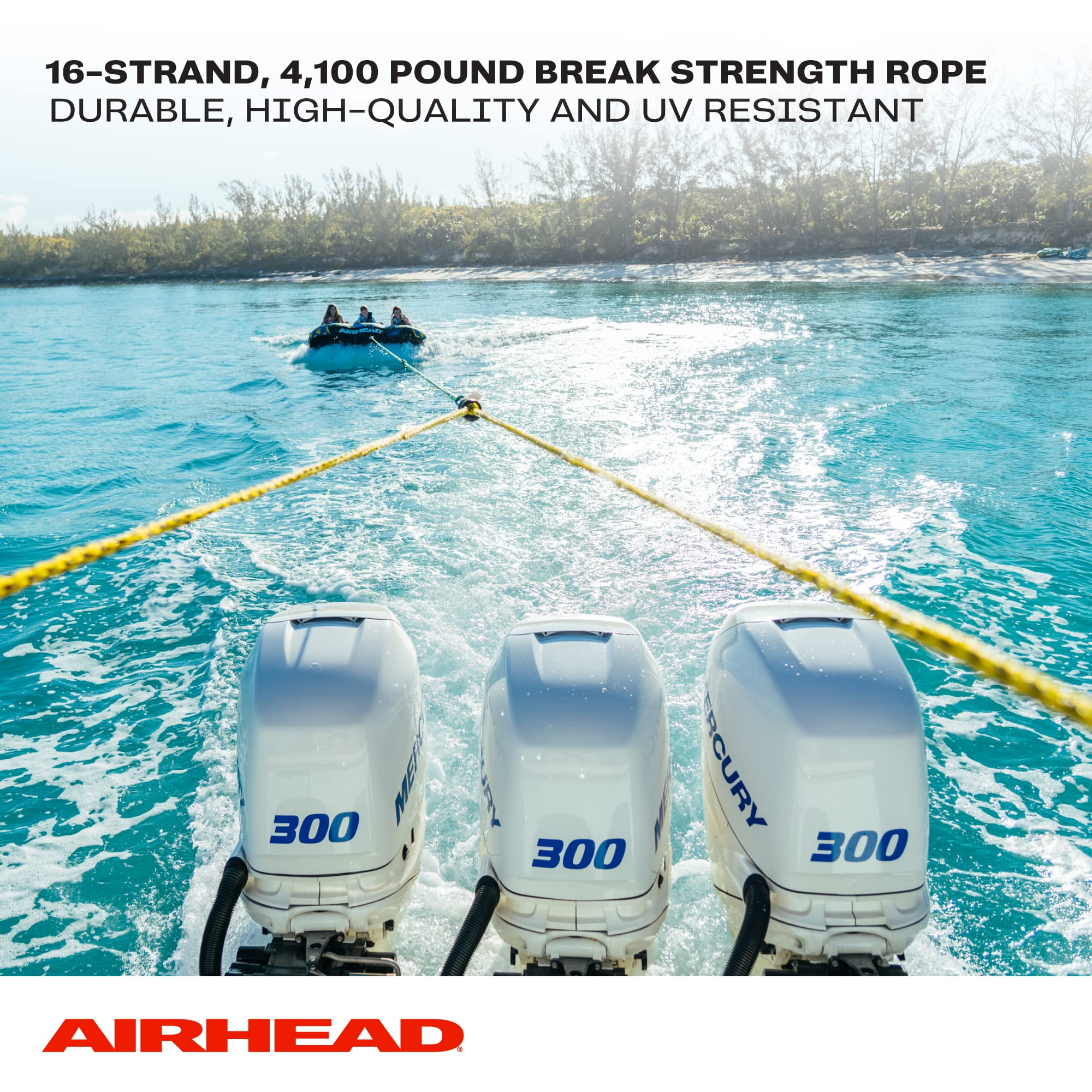 Heavy Duty Airhead Tow Harness for 1-4 Rider Towable Tubes, Water Skis, Wakesurf Boards and Wakeboards, 16-Feet