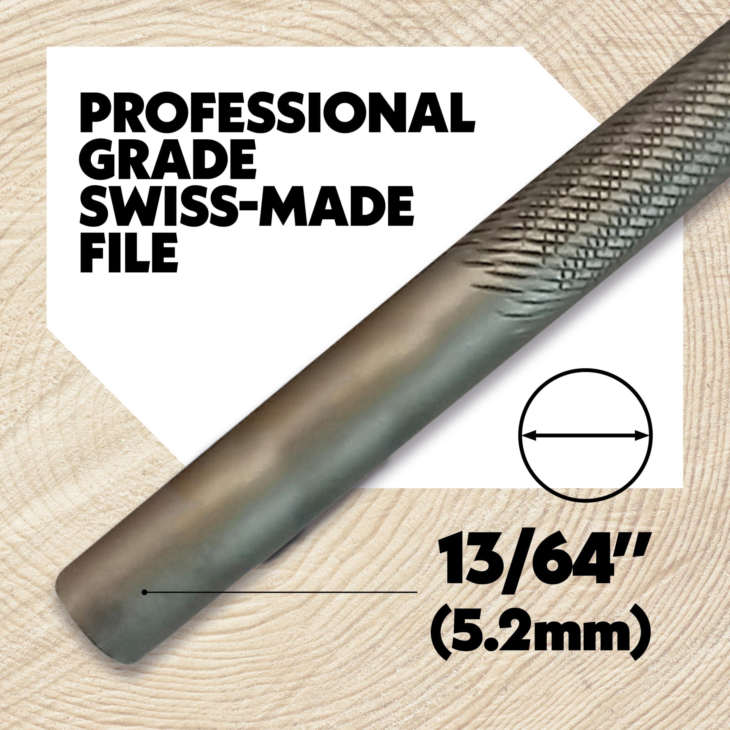 Oregon Professional 13/64" (5.2mm) Round Chainsaw Chain Sharpening Files for 3/8", .404" Stihl Chains, 12 Pack (70505) Black