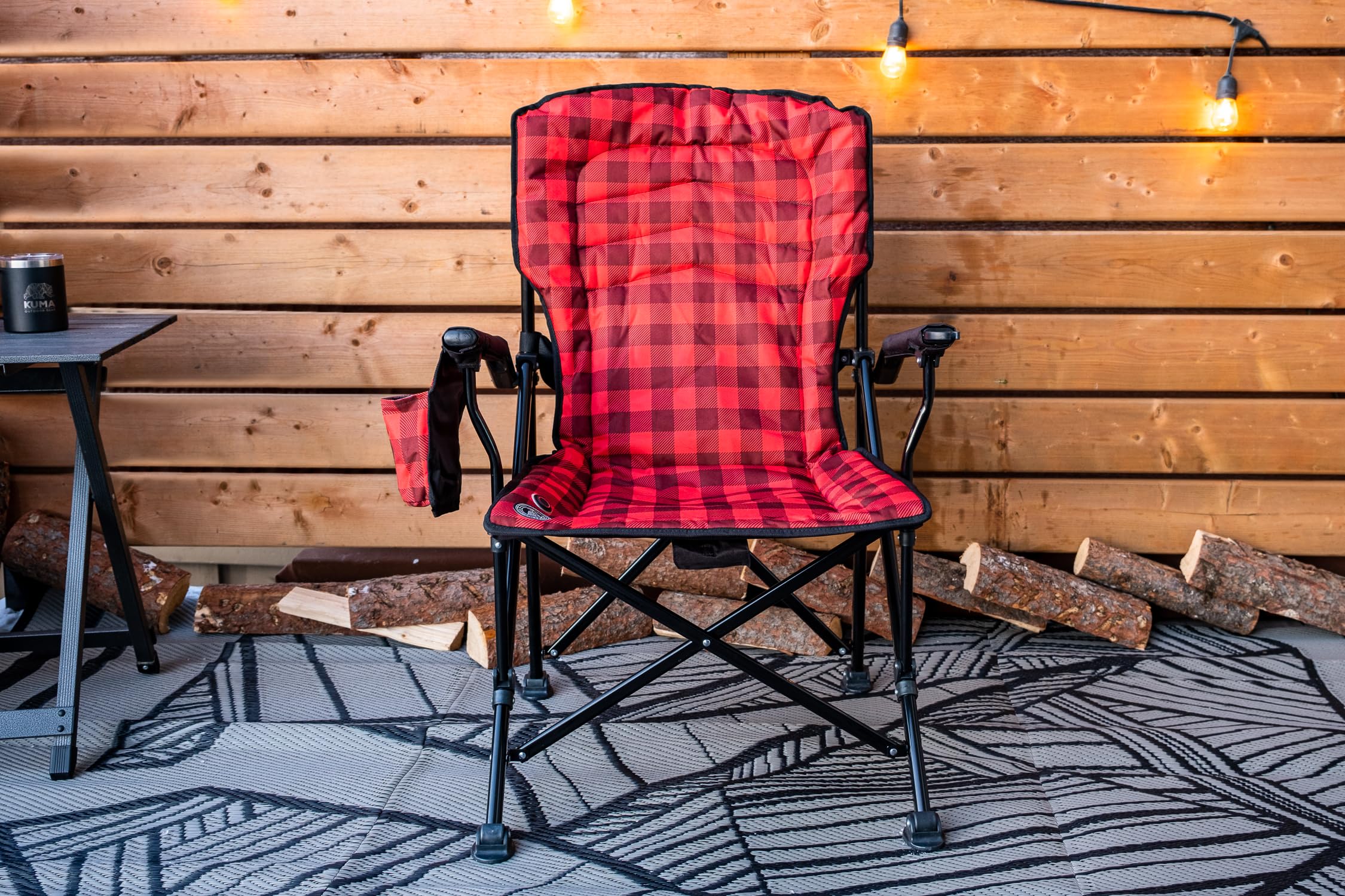Switchback Heated Chair Kuma Outdoor Gear with Carry Bag, Luxury Heated Outdoor Chair for Camping, Glamping, Sports & Outdoors (Red/Black)