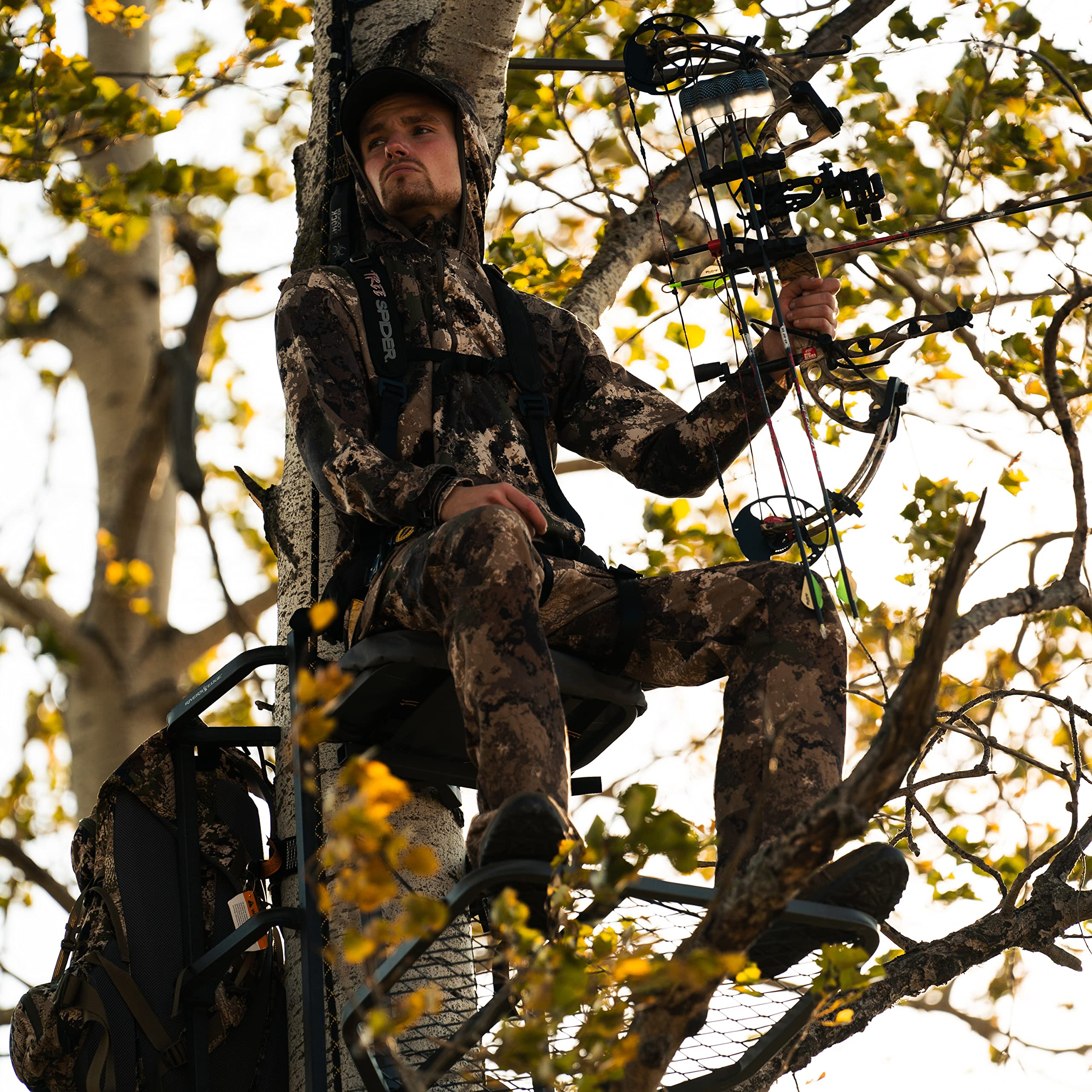 Rivers Edge Big Foot RE555 Lever-Action Hang-On Treestand, Lightweight, Flip-Up Padded Seat, 24” x 28” Platform
