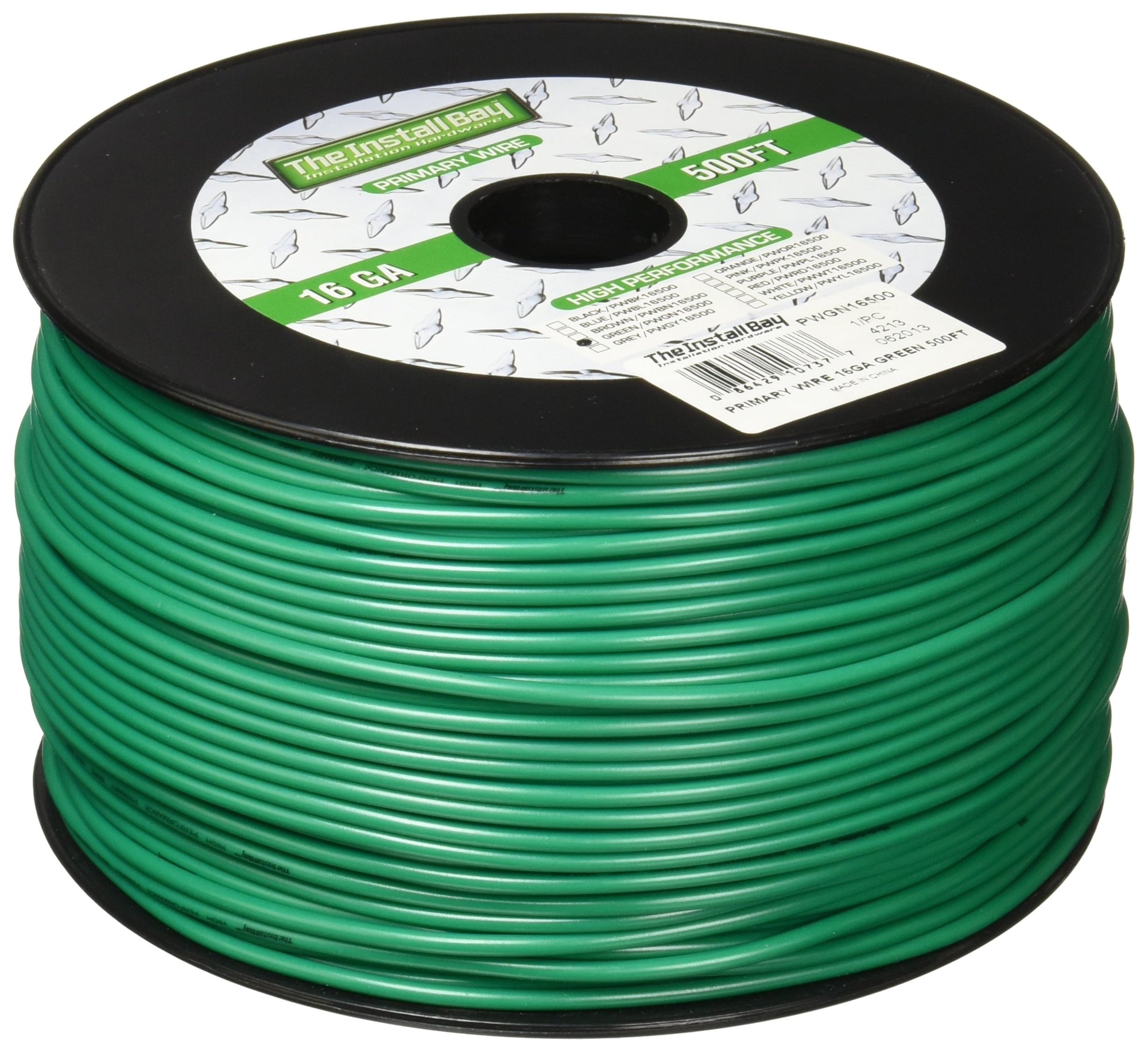 Install Bay 16 Gauge Primary Wire - Green (500 Feet)