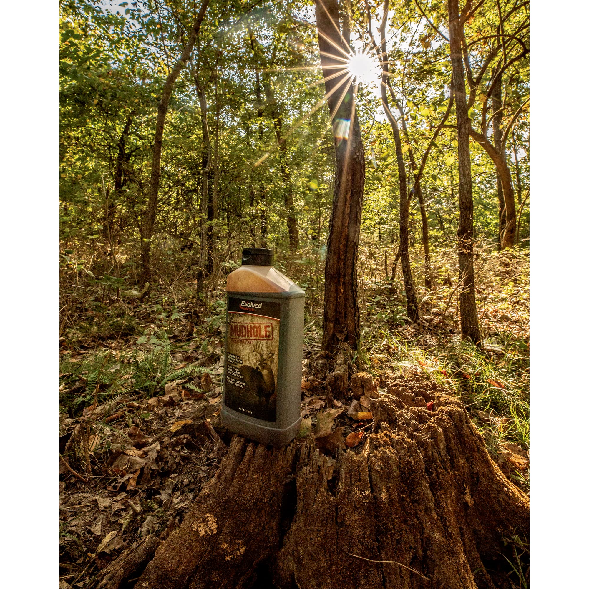 Mudhole Evolved Habitats Molasses Enriched Liquid Deer Mineral Attractant - Powerful Ready-to-Use Year-Round Beneficial Food Supplement for Deer - 40 Oz Brown