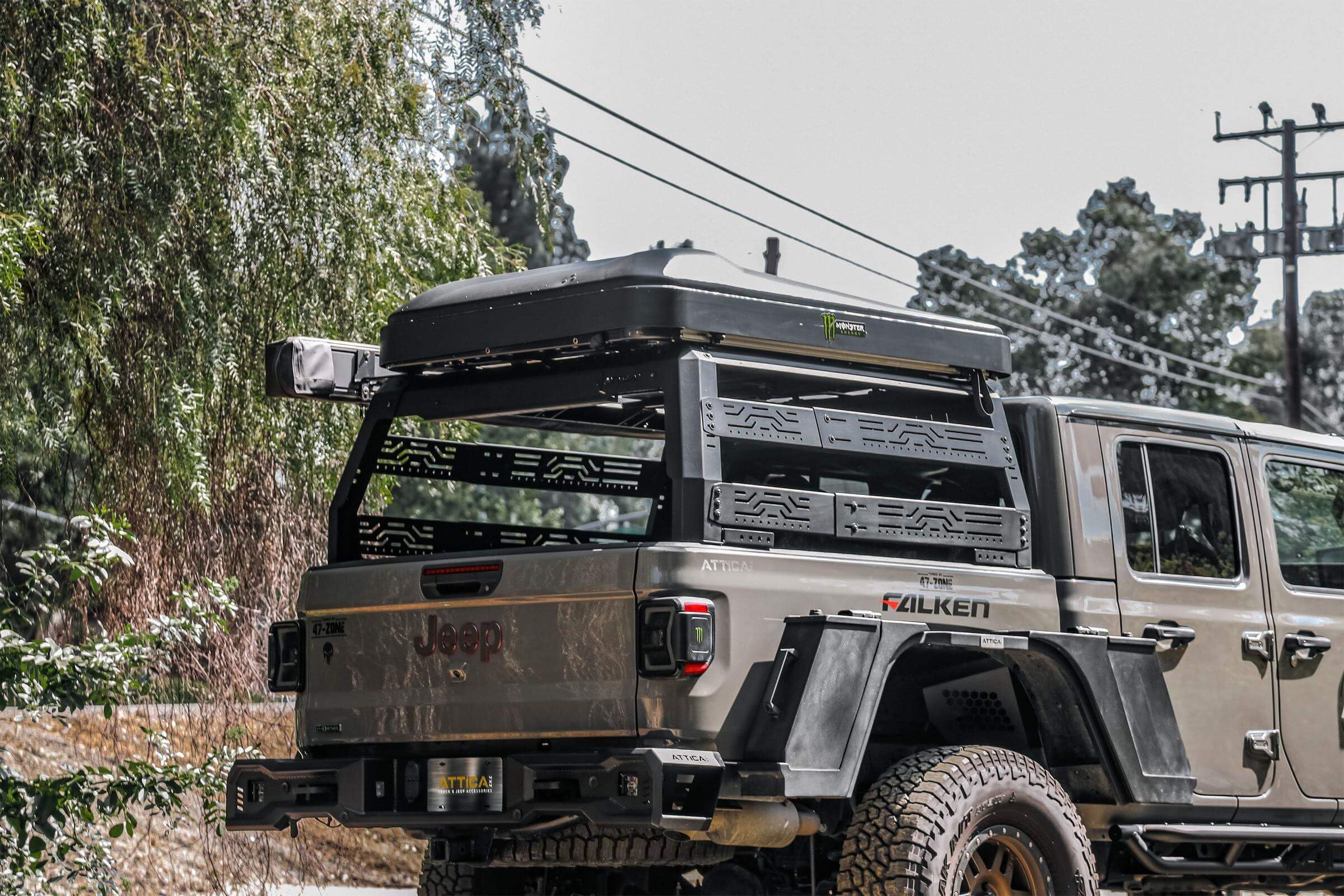 Attica4x4 Cobra Tek Frontier Series Bed Rack | Compatible with Jeep Gladiator (2019-2023) | Rugged Overland Design with Easy Cargo Management | Textured Black Powder Coat.