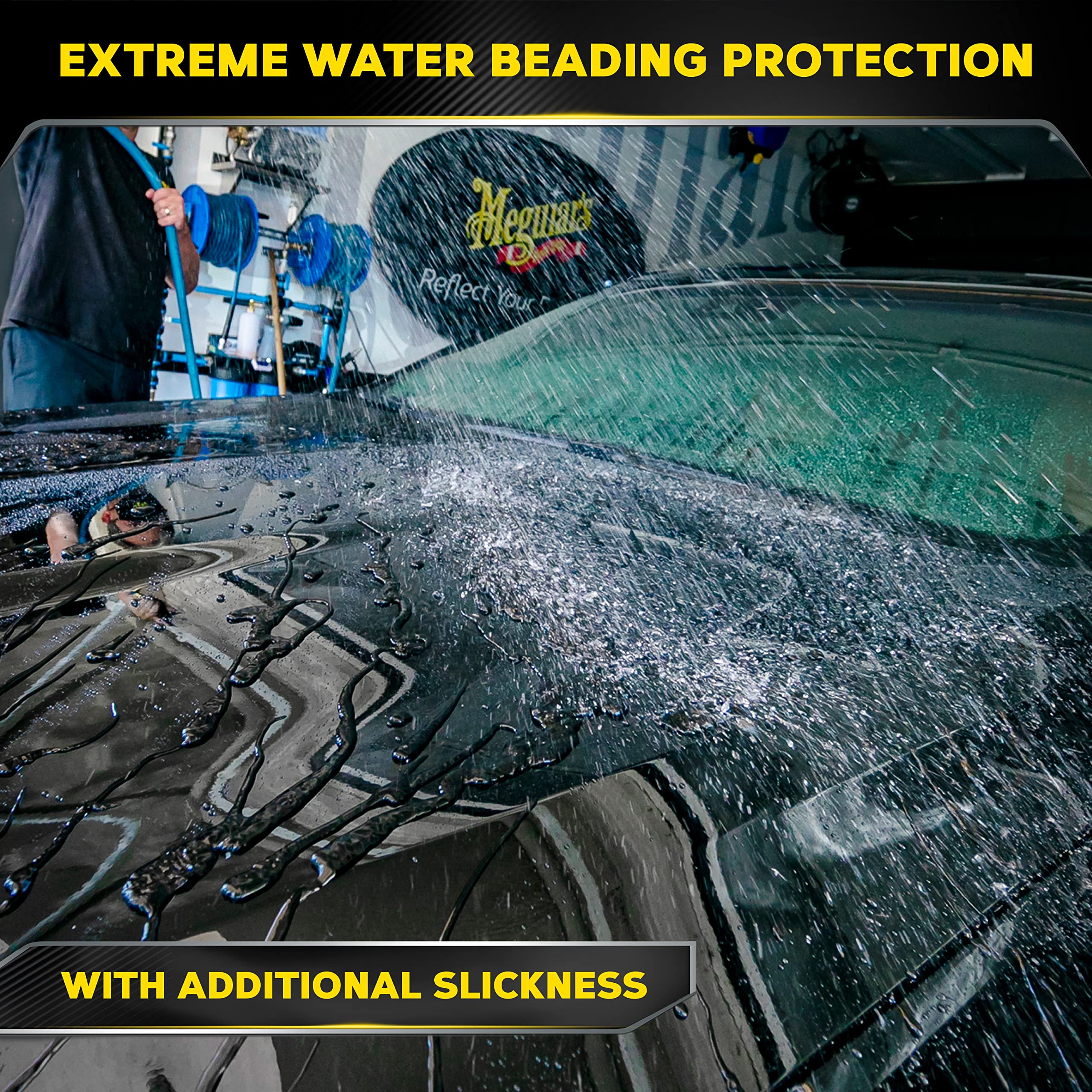 Hybrid Ceramic Liquid Wax Meguiar's, Shield Your Paint with a Residue-Free Liquid Car Wax with Advanced SiO2 Hybrid Technology and Long-Lasting Water-Beading Protection, 16 Oz Bottle