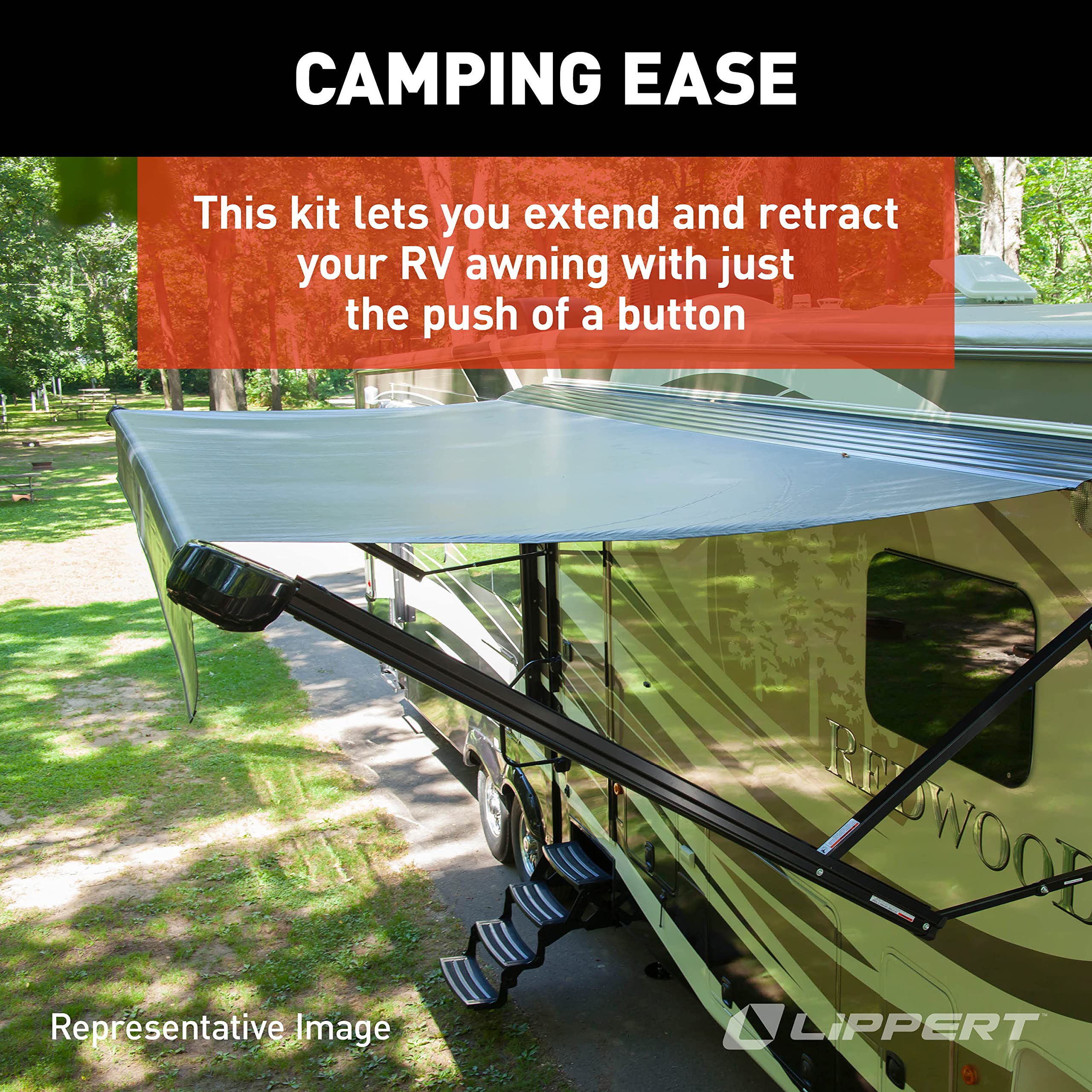 Manual Crank Style to Power Awning Conversion Kit for 5th Wheel RVs, Travel Trailers and Motorhomes