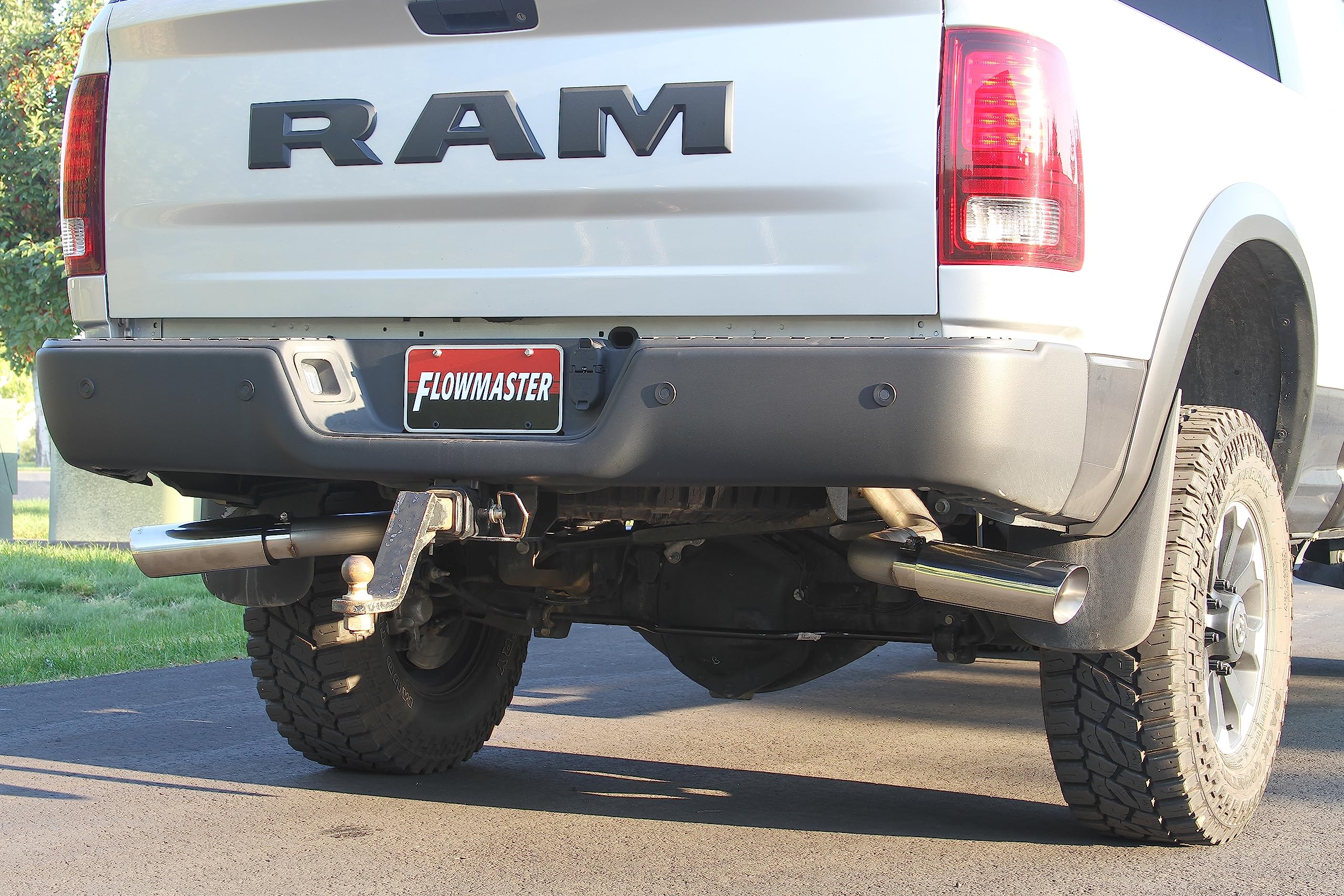 American Thunder Flowmaster 817709 Cat-Back Exhaust Kit 3 Inch 409 Stainless Steel Dual 4 Inch Polished Tips Compatible with 2014-2024 Ram 2500 6.4L 149.4 160.5 169.4 Inch Wheelbases