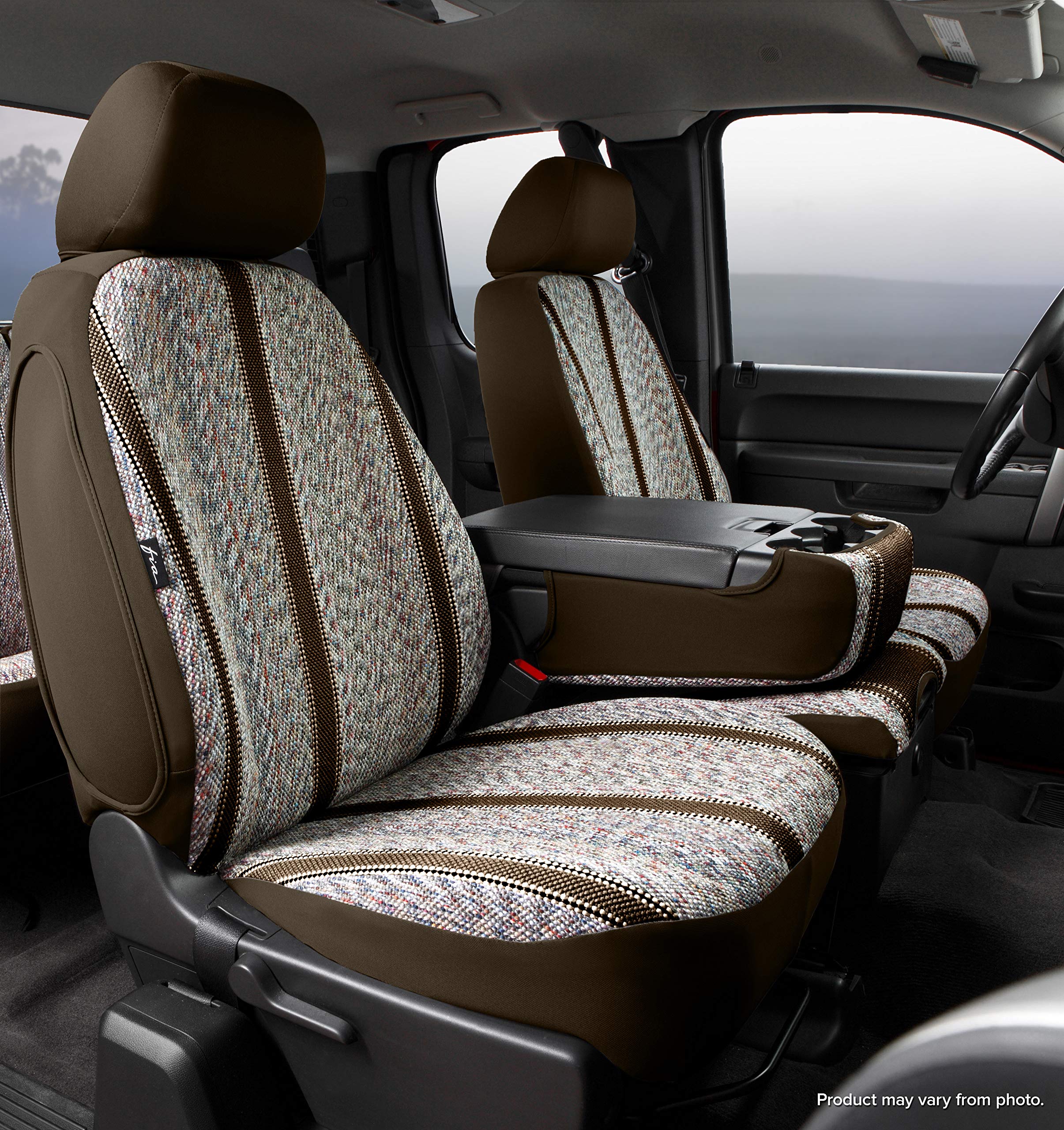 Custom Fit FIA TR48-25 BROWN Front Seat Cover Split Seat 40/20/40 - Saddle Blanket, (Brown)