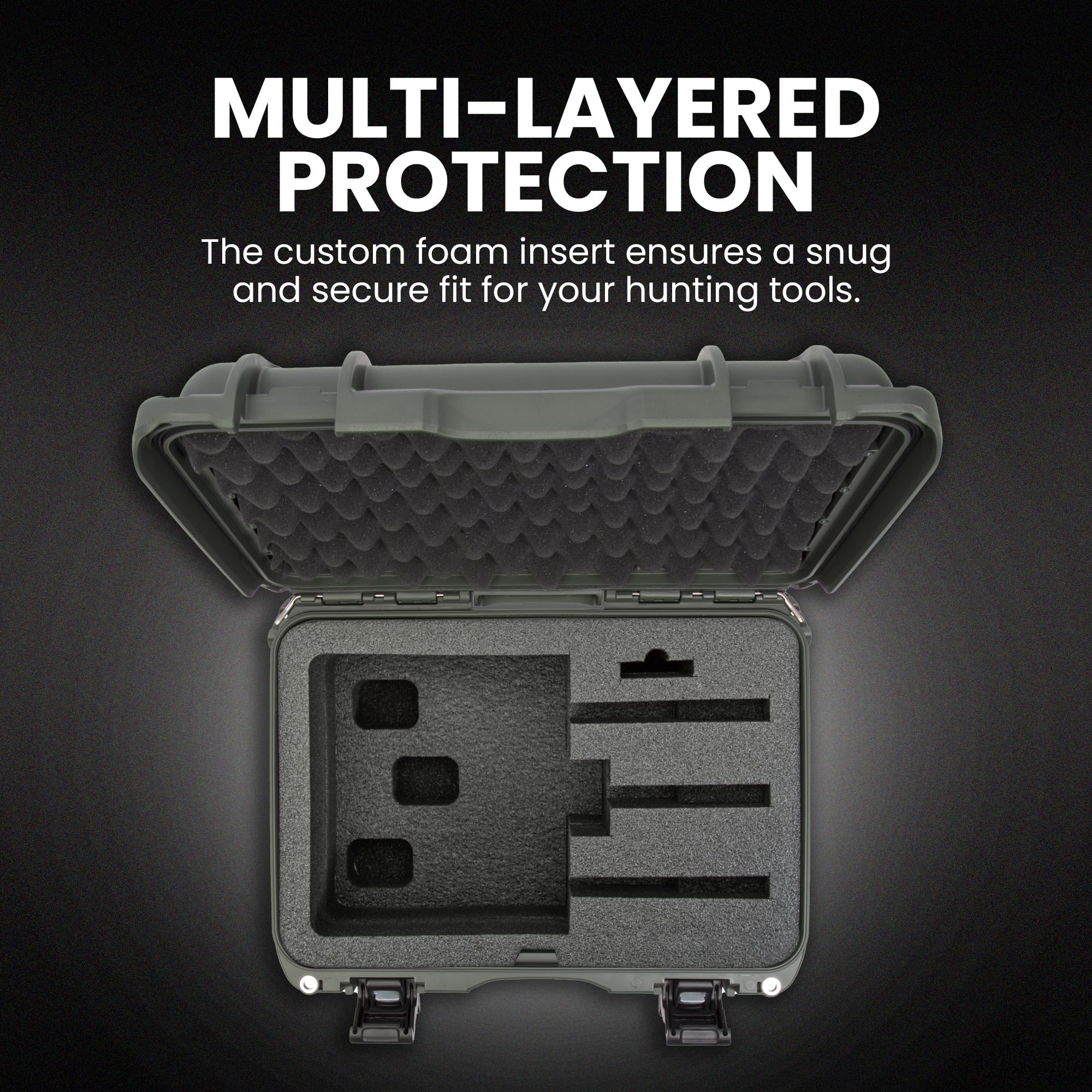 NANUK 918 Hard Case with Custom Foam Insert 3 UP, IP67 Waterproof & Crushproof, Rugged Construction for Ultimate Protection, Made in North America – Olive (16.9” x 12.9” x 9.3”)