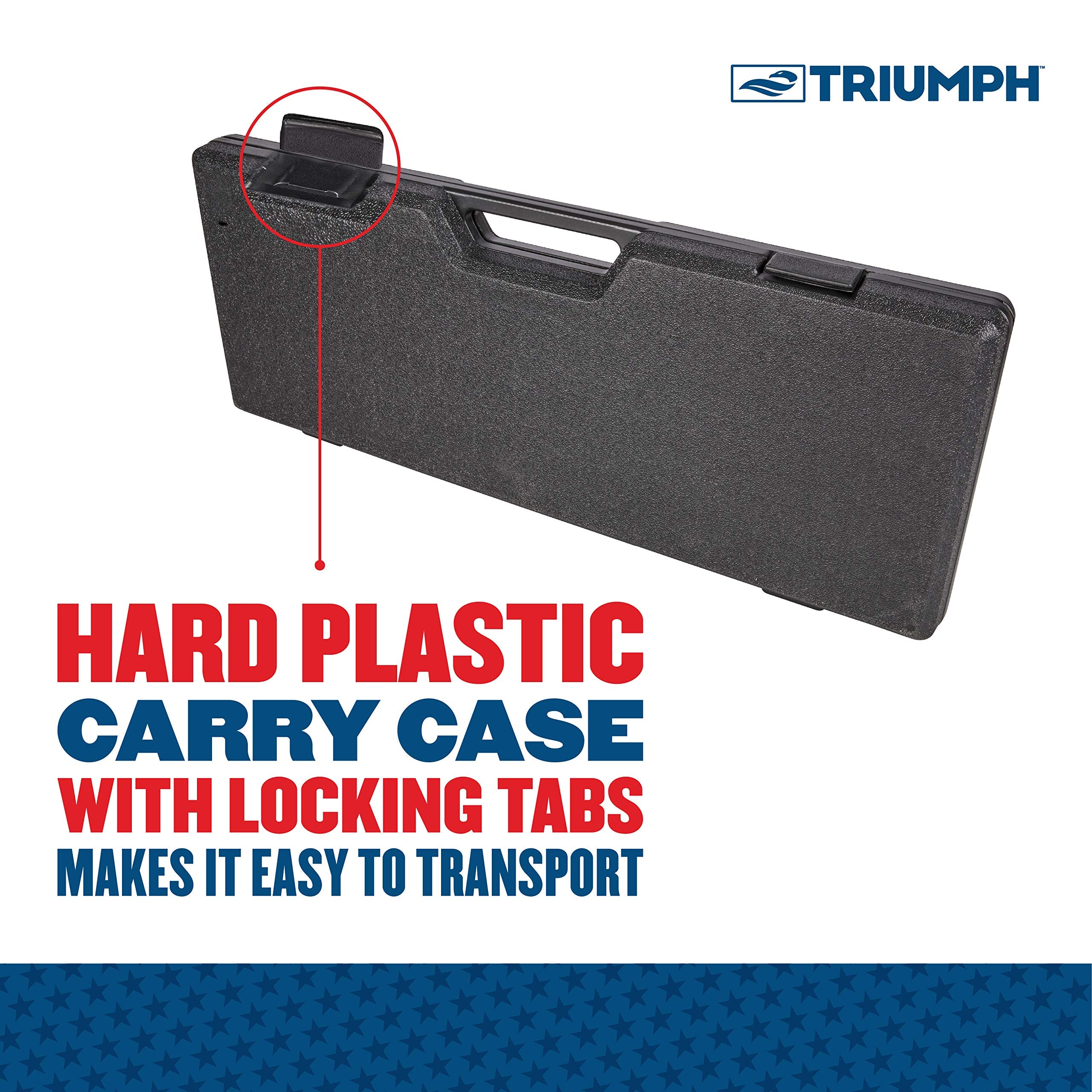 Forged Horseshoe Set TRIUMPH SPORTS USA Complete with 4 Horseshoes, 2 Stakes and Hard Plastic Case with Locking Tabs for Transportation and Storage