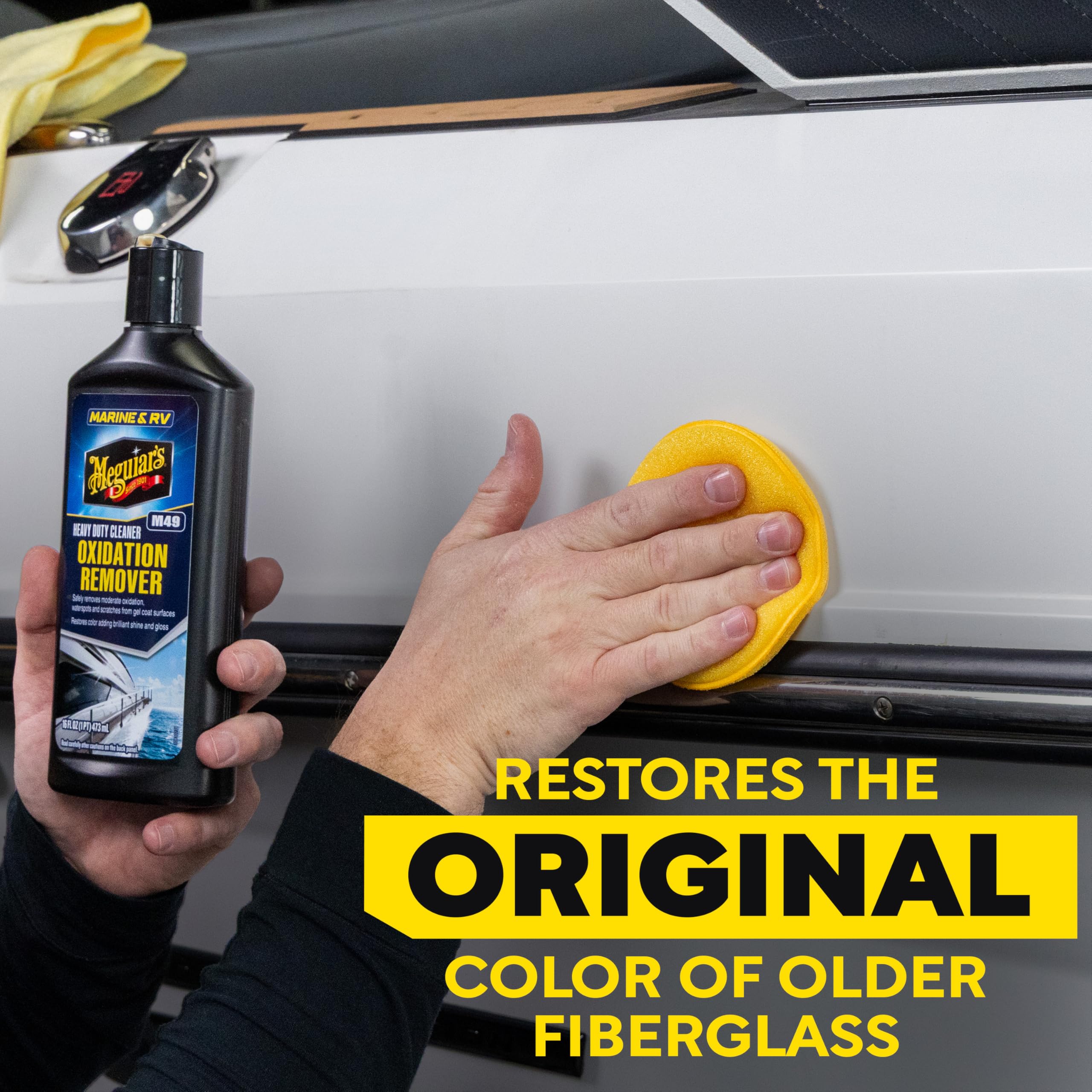Marine/RV Meguiar's M4916 Heavy Duty Oxidation Remover, Oxidation, Water Spot, Stain, and Boat Scratch Remover for Vehicles with Gel Coat and Fiberglass Surfaces, 16 Oz - Packaging may vary