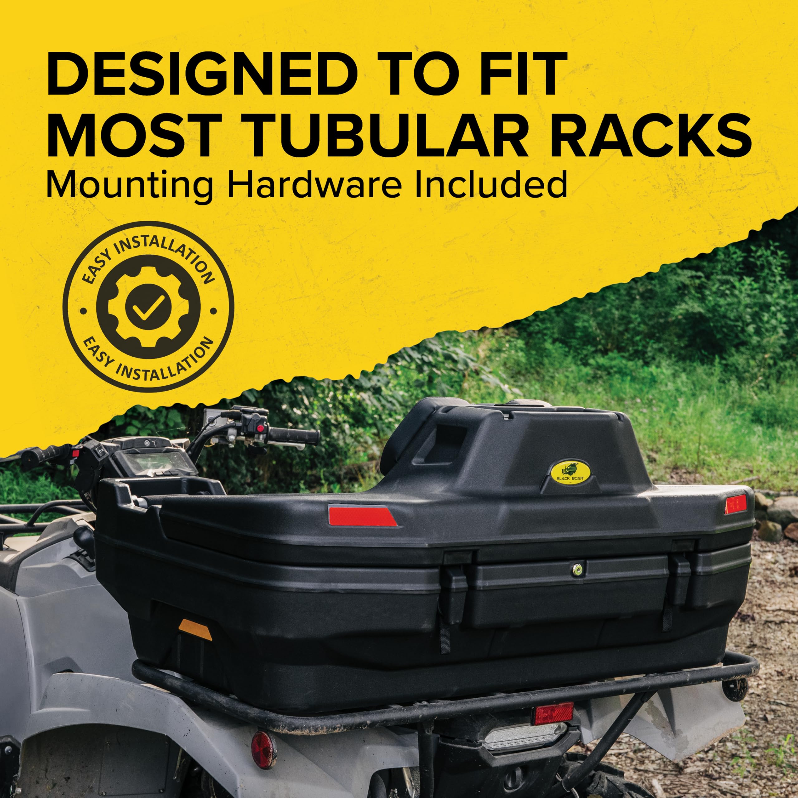ATV Rear Storage Box & Lounger Black Boar - Rear Seat with Increased Durability - Features Storage with Front Access & Flat Working Surface - ATV Accessories - Fits Most Tubular Racks (66014)