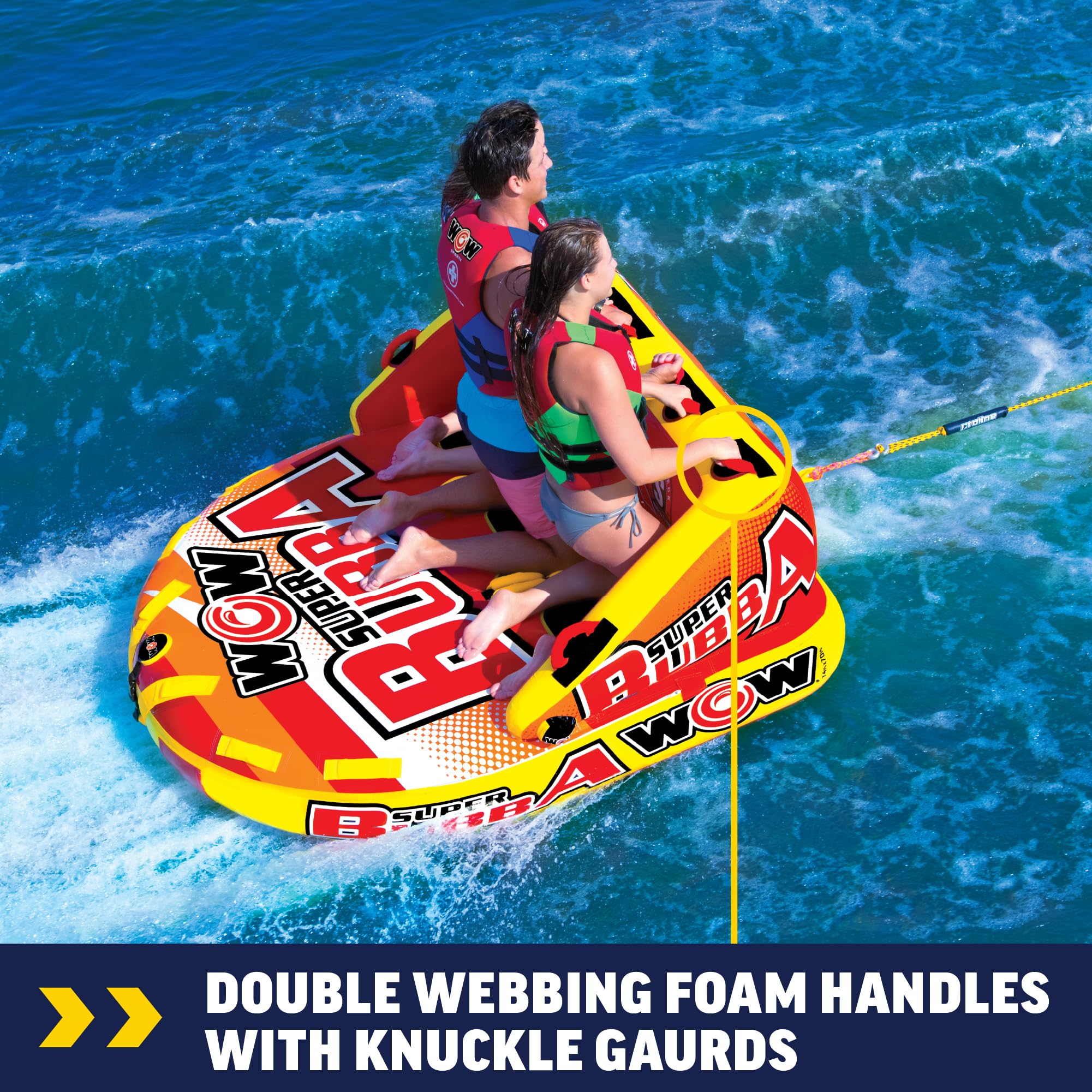 WOW Sports Towable Bubba Tubes for Boating, Boat Accessories for Tubing, Water Tube for Boats - Super Bubba 3 Person 510 lbs Capacity