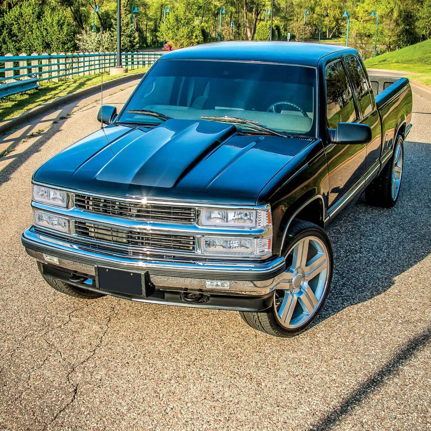 Clear LED Bar Bumper Lights SPEC-D TUNING Compatible with 1988-1998 Chevy Silverado C10 C/K