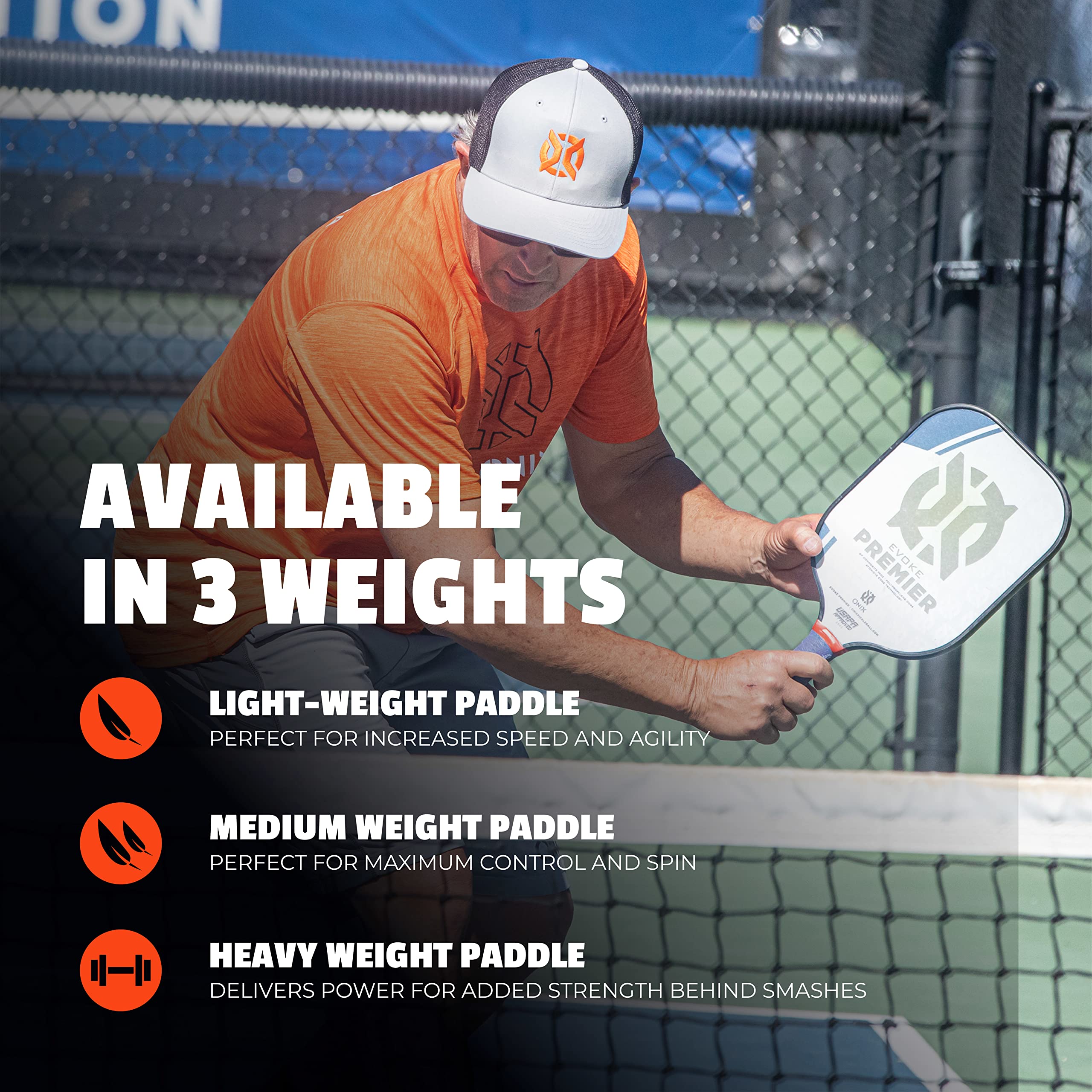Evoke Premier ONIX Pickleball Paddle, Blue, light weight