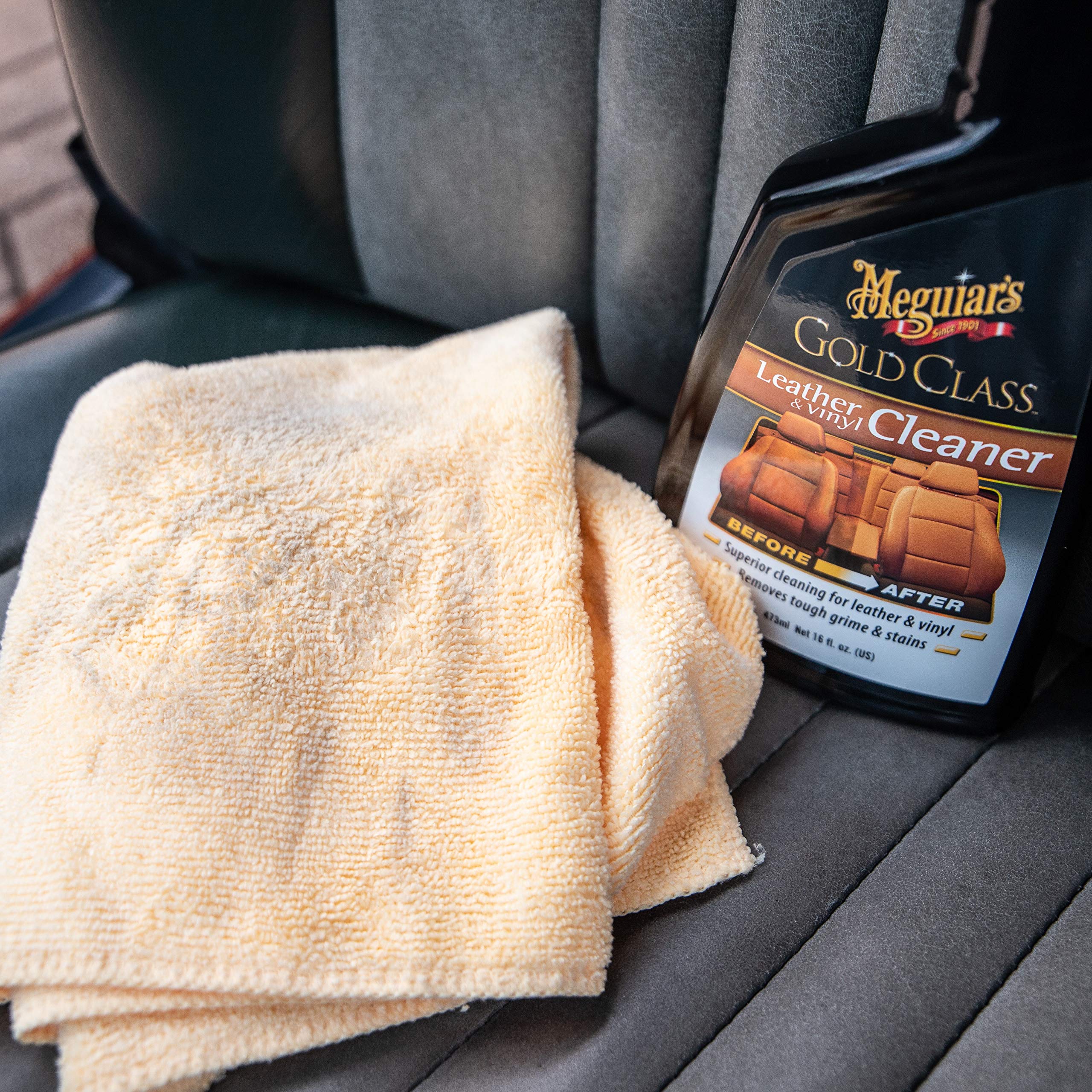 Meguiar's Leather & Vinyl Cleaner Gold Class - Cleaner Formulated for Automotive, Spray Removes Tough Grime & Stains, 16 Oz