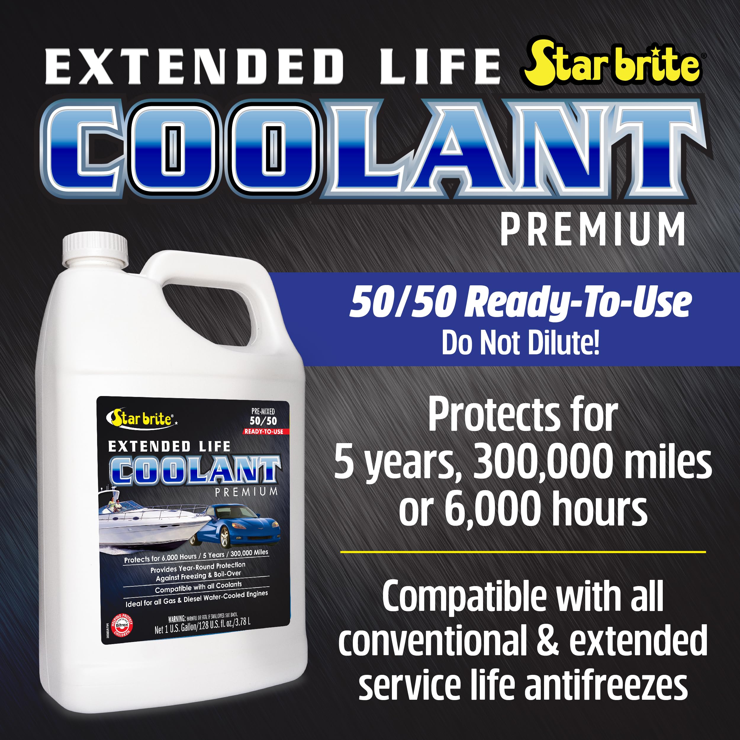 50/50 STAR BRITE Ready-to-Use 150000 Mile Antifreeze Coolant, 128 fl. oz./1 gal