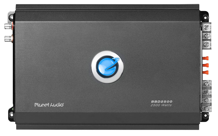 BBD2500 Planet Audio Class D Car Amplifier – 2500 Watts, 1 Ohm Stable, Digital, Monoblock, MOSFET Power Supply