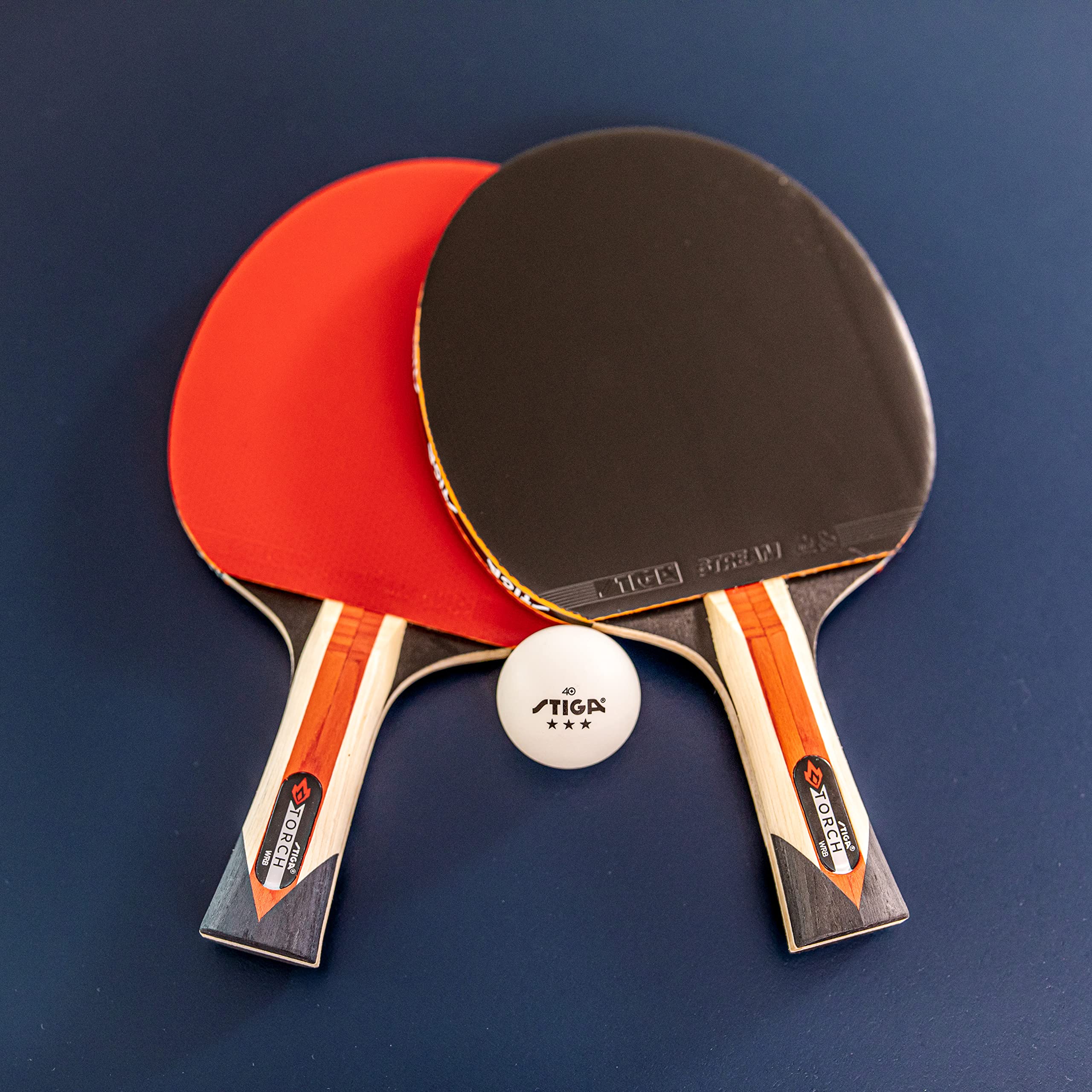 Torch STIGA Ping Pong Paddle - 5-Ply Ultra-Light Blade - 2mm Tournament-Approved Sponge - Flared Handle for Enhanced Control - Competitive Table Tennis Racket for Family Fun