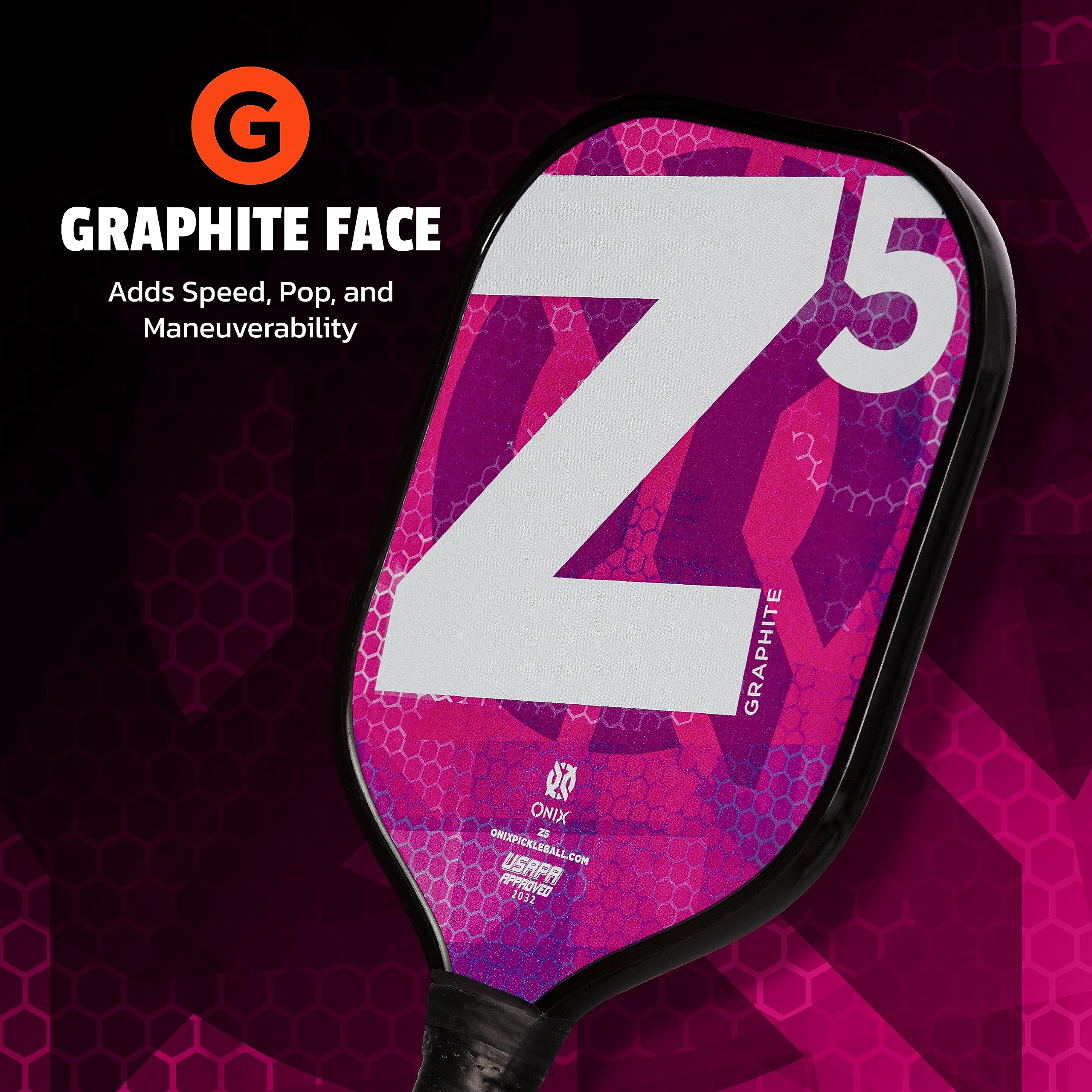 Graphite ONIX MOD Z5 Graphite Carbon Fiber Pickleball Paddles with Cushion Comfort Pickleball Paddle Grip - USA Pickleball Approved