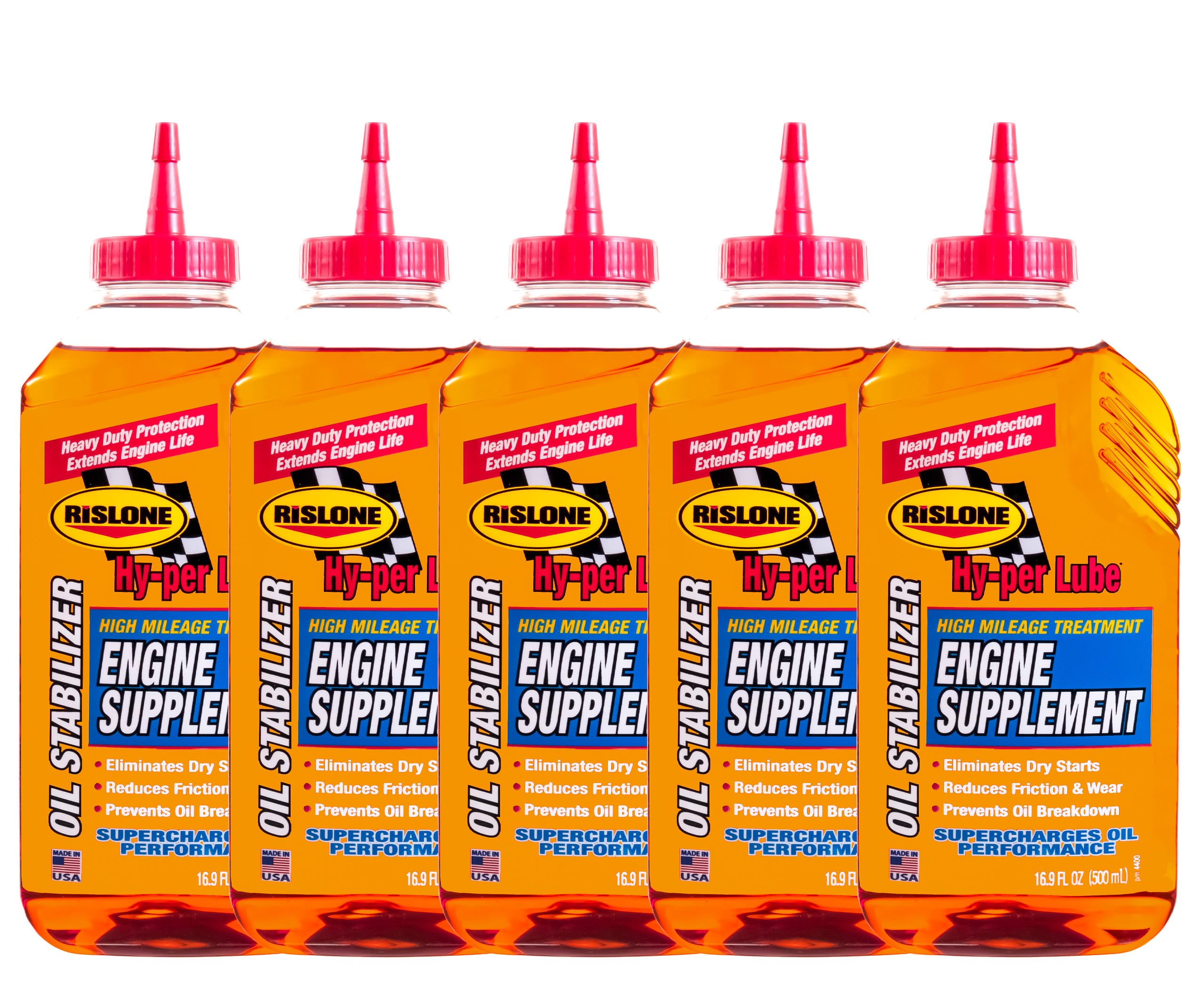High Mileage Rislone Oil Supplement/Stabilizer, 16.9 oz, Pack of 5