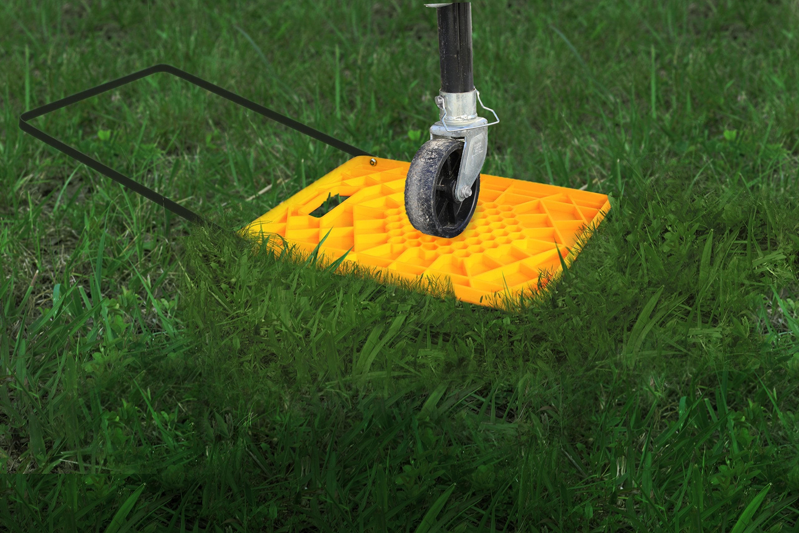 Camco RV Large Stabilizing Jack Pad with Handle, Helps Prevent Sinking Jacks, 14 Inch x 12 Inch Pad - 2 Pack - 44543, Yellow